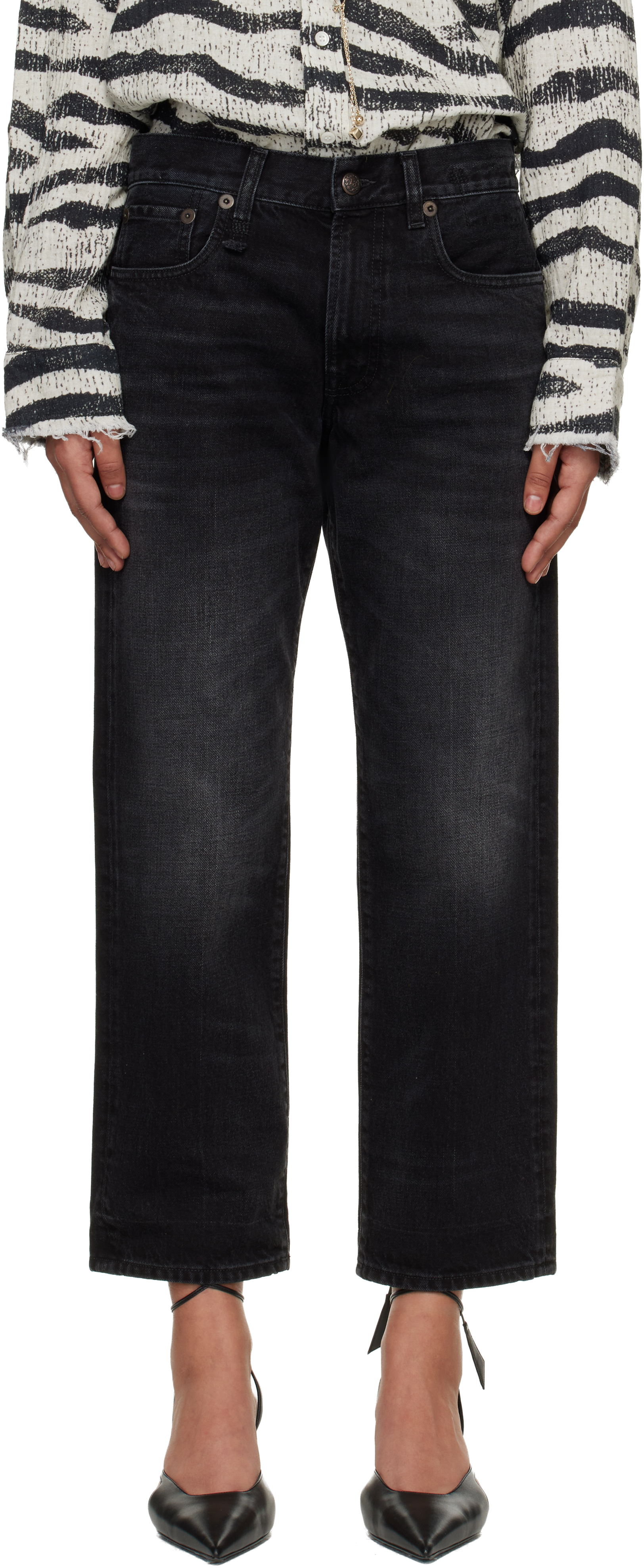 R13: Black Wash Boyfriend Jeans | SSENSE