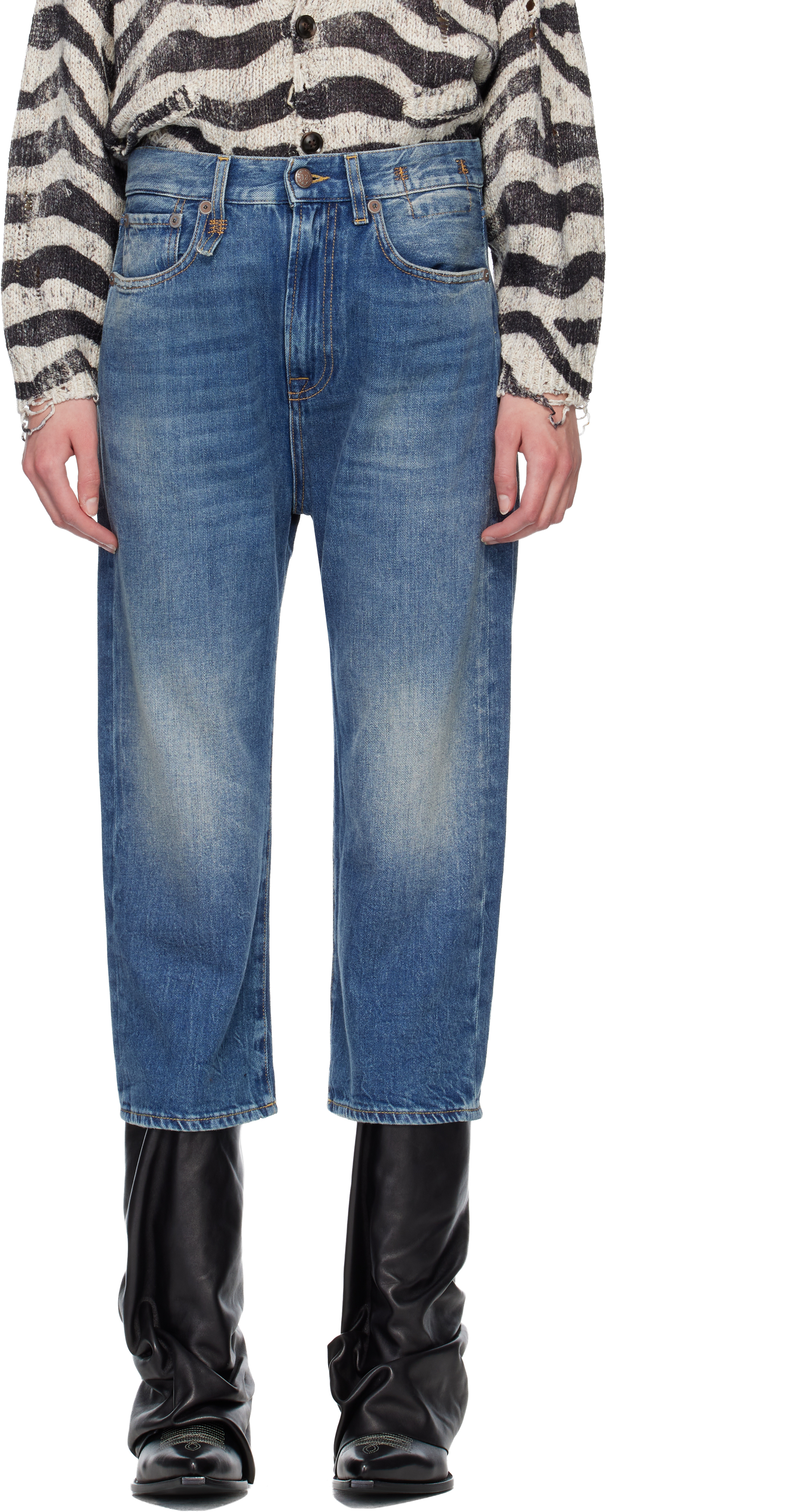 Blue Tailored Drop Jeans by R13 on Sale