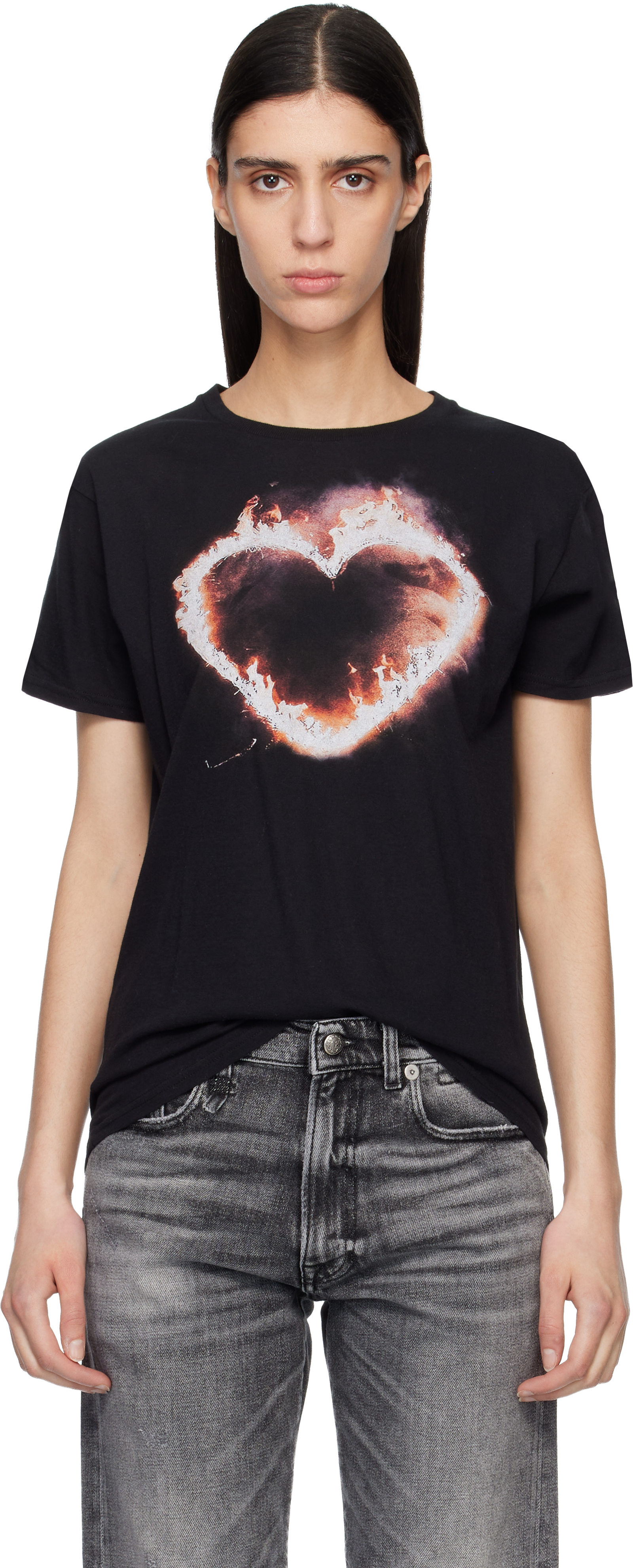 R13 Black Flaming Heart Boy T-shirt