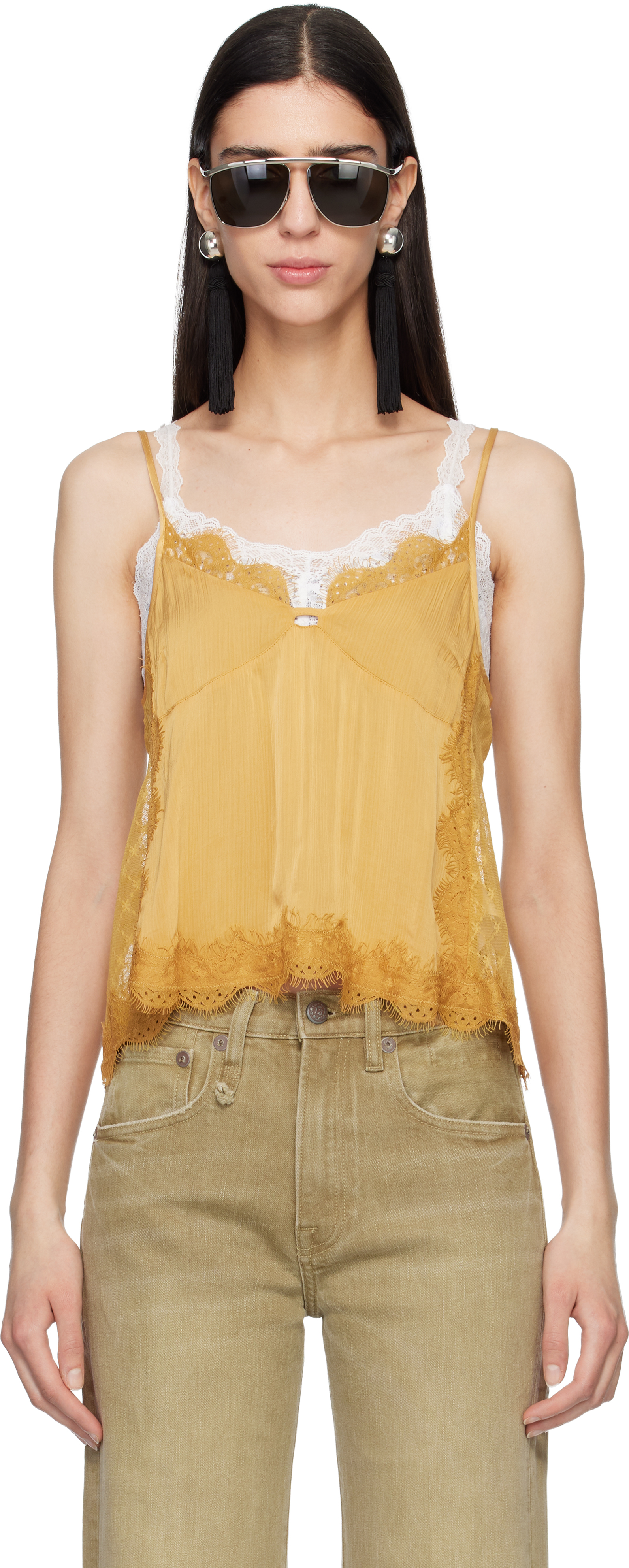 トップス Theredthread S lace layered camisole THEREDTHREAD】S lace layered camisole