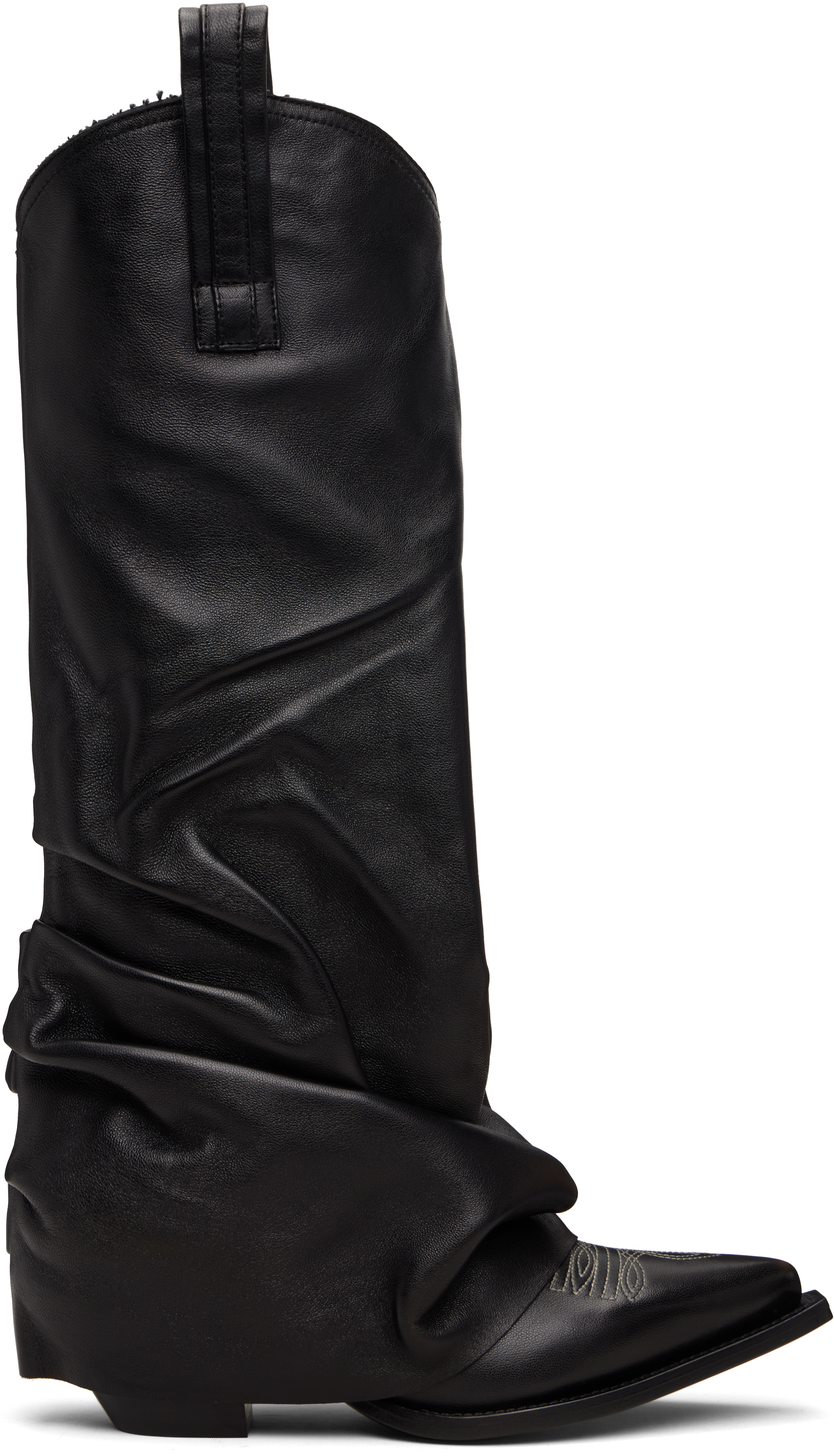 Black Sleeve Mid Cowboy Boots