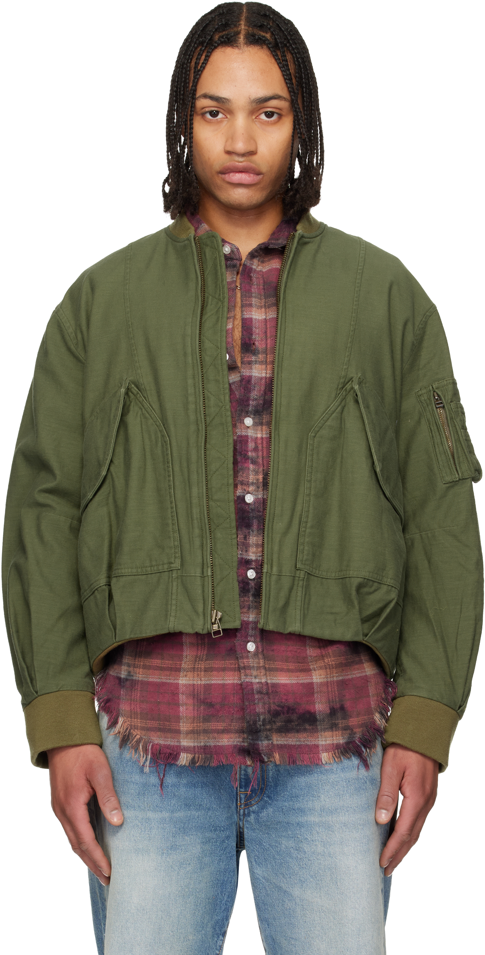 R13 Khaki Bubble Bomber Jacket