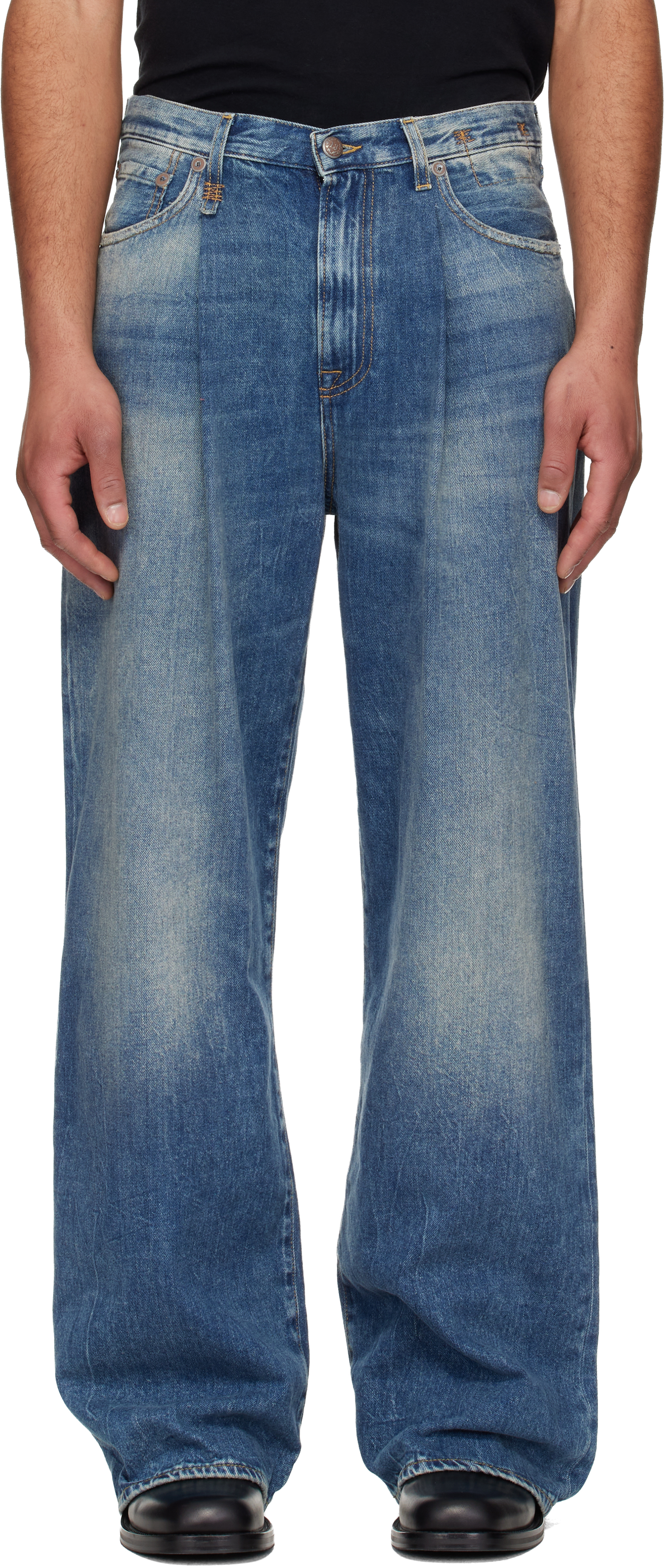 R13 damon タックワイドジーンズ　US32 R13: Blue Damon Jeans | SSENSE Canada