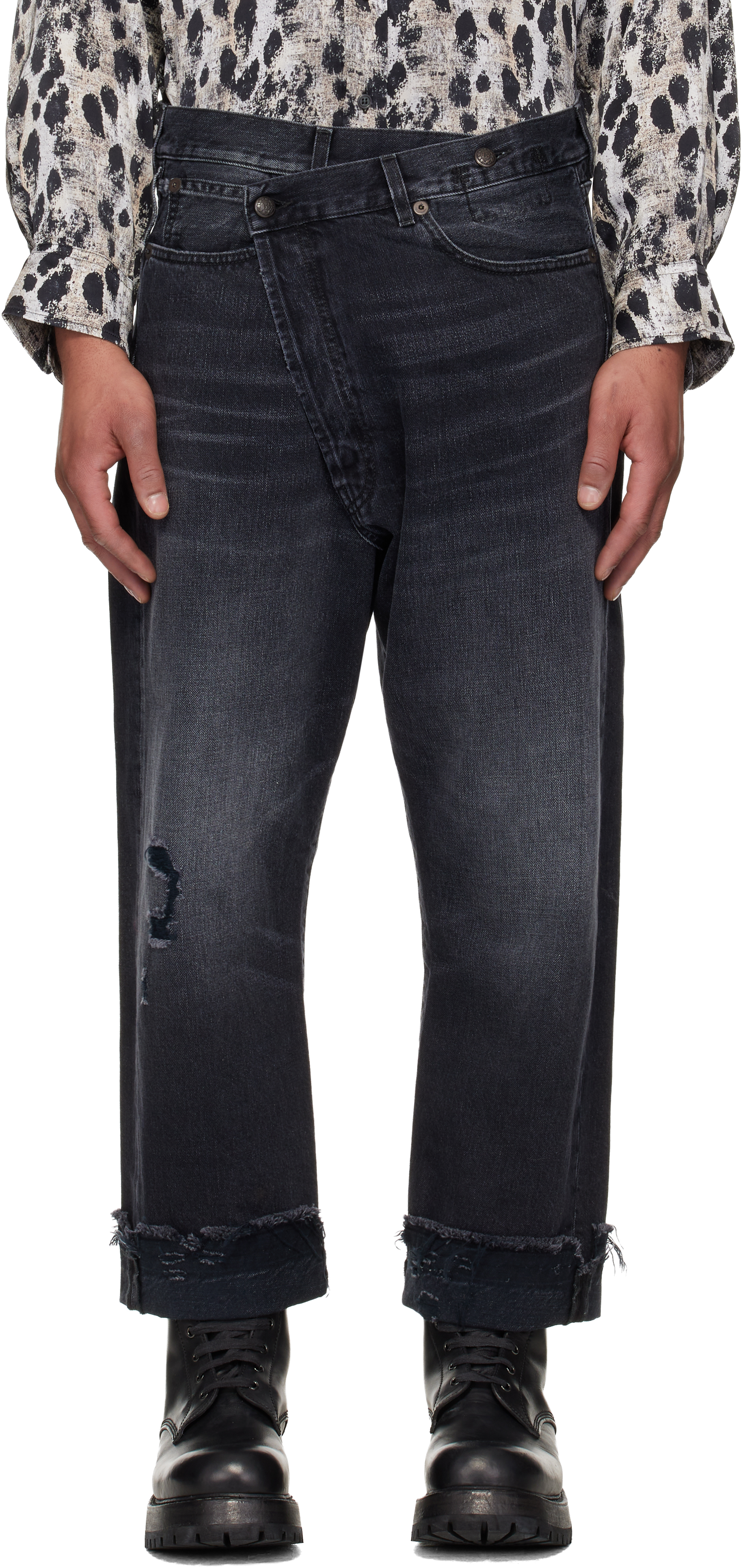 Black Crossover Jeans by R13 on Sale