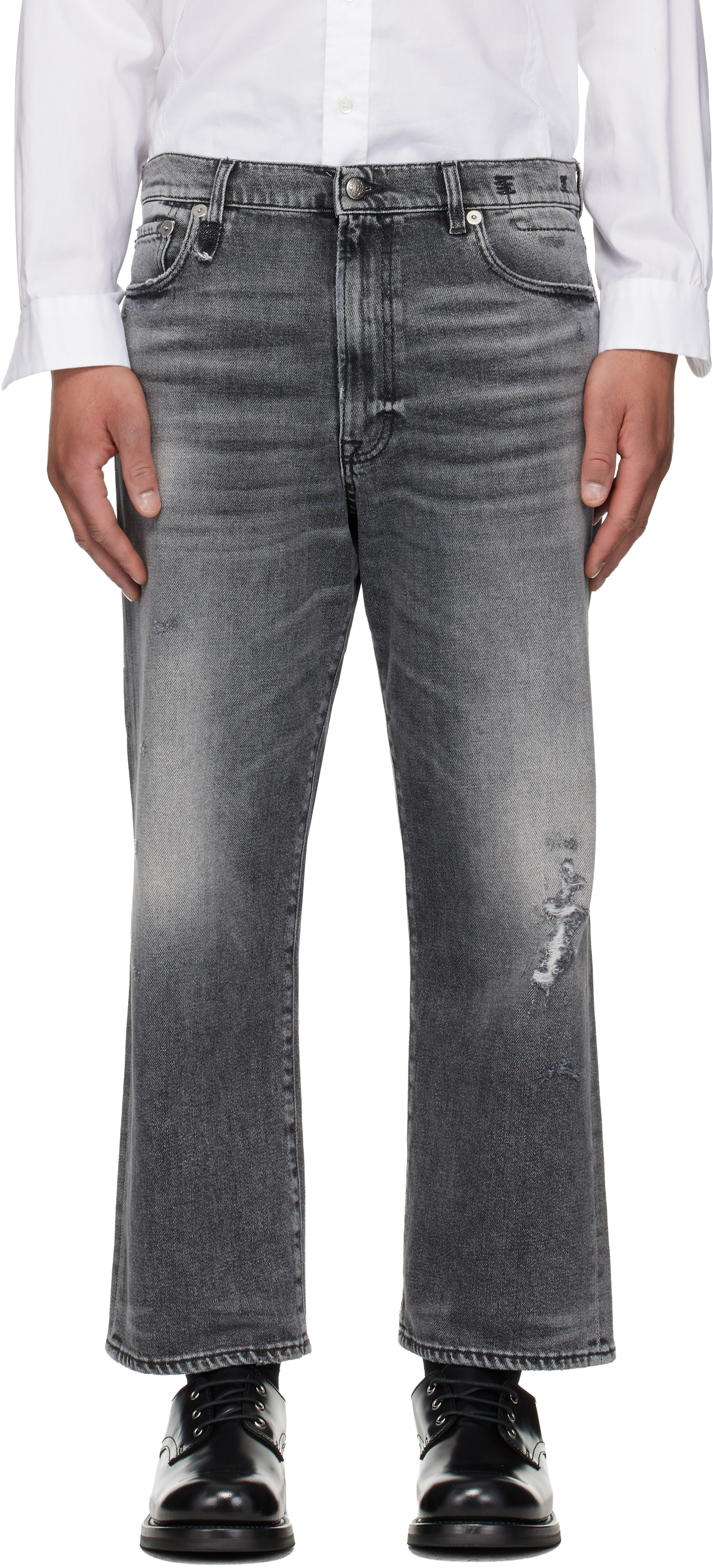 R13: ブラック ウォッシュド ボーイフレンド ジーンズ | SSENSE 日本