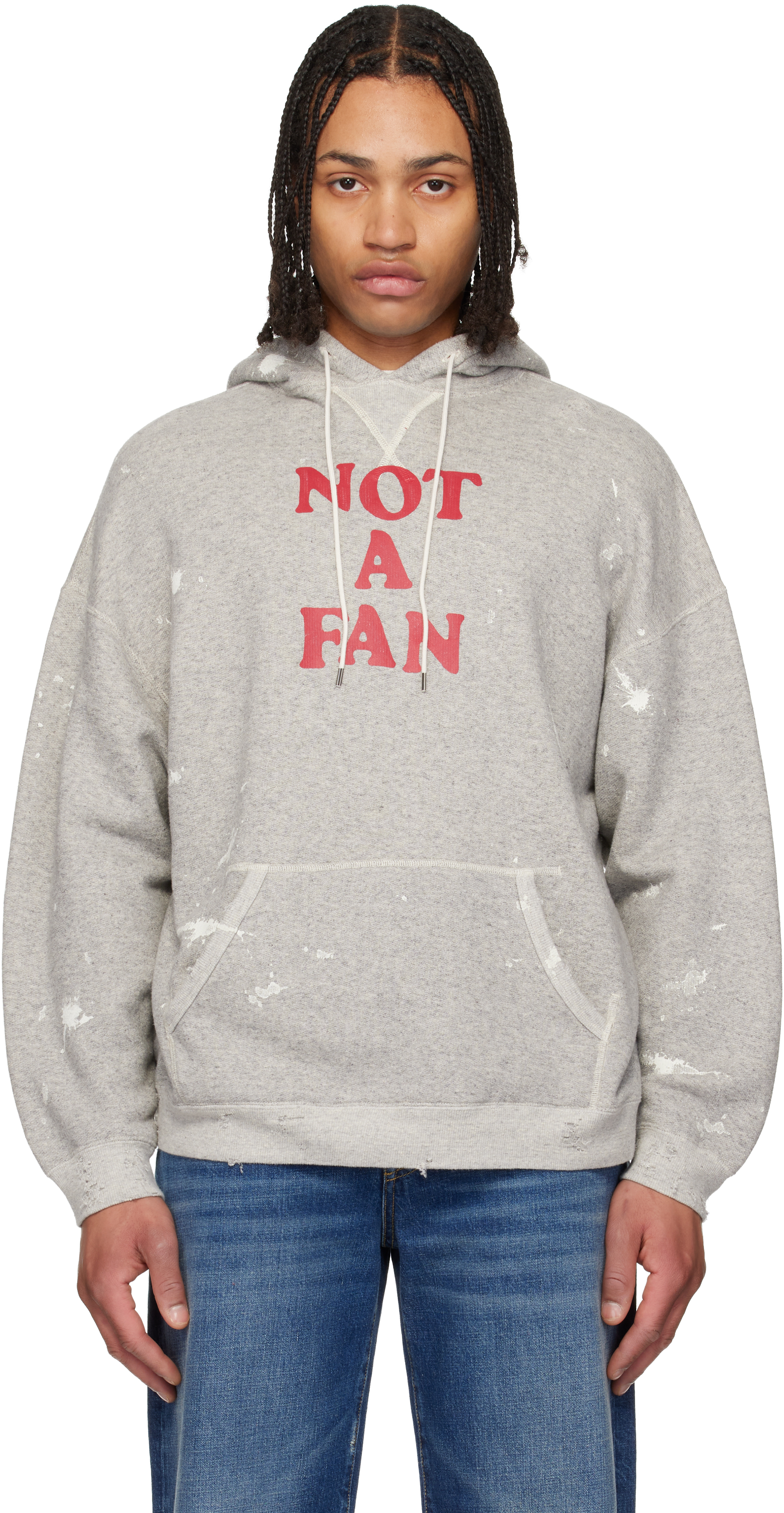 R13 Gray 'Not A Fan' Oversized Hoodie