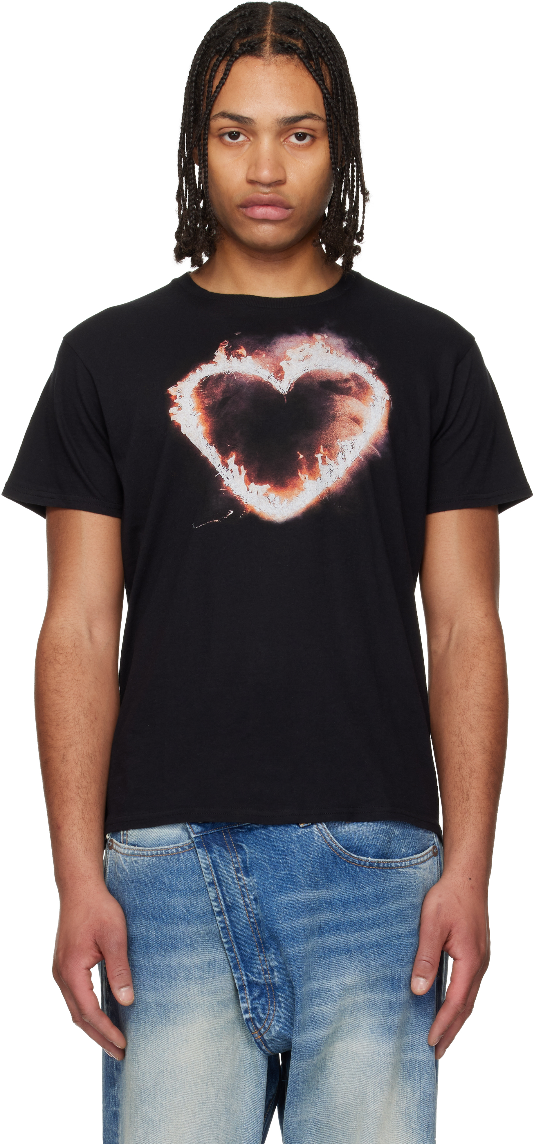 R13 Black 'Flaming Heart' Boy T-shirt