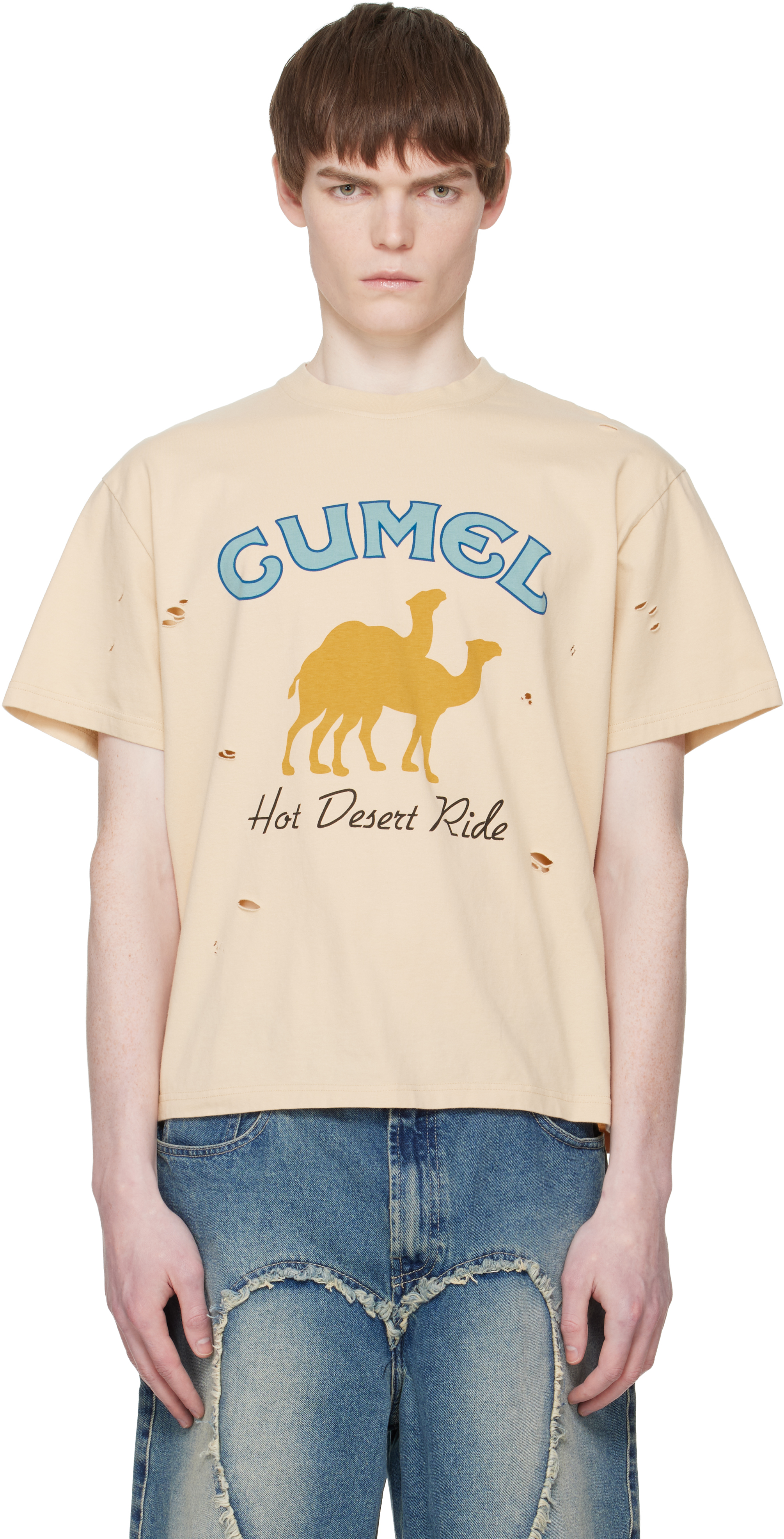 【値下げ⭕️】carne bollenteベージュ グラフィックニット M Carne Bollente: ベージュ 'Cumel' Tシャツ | SSENSE 日本