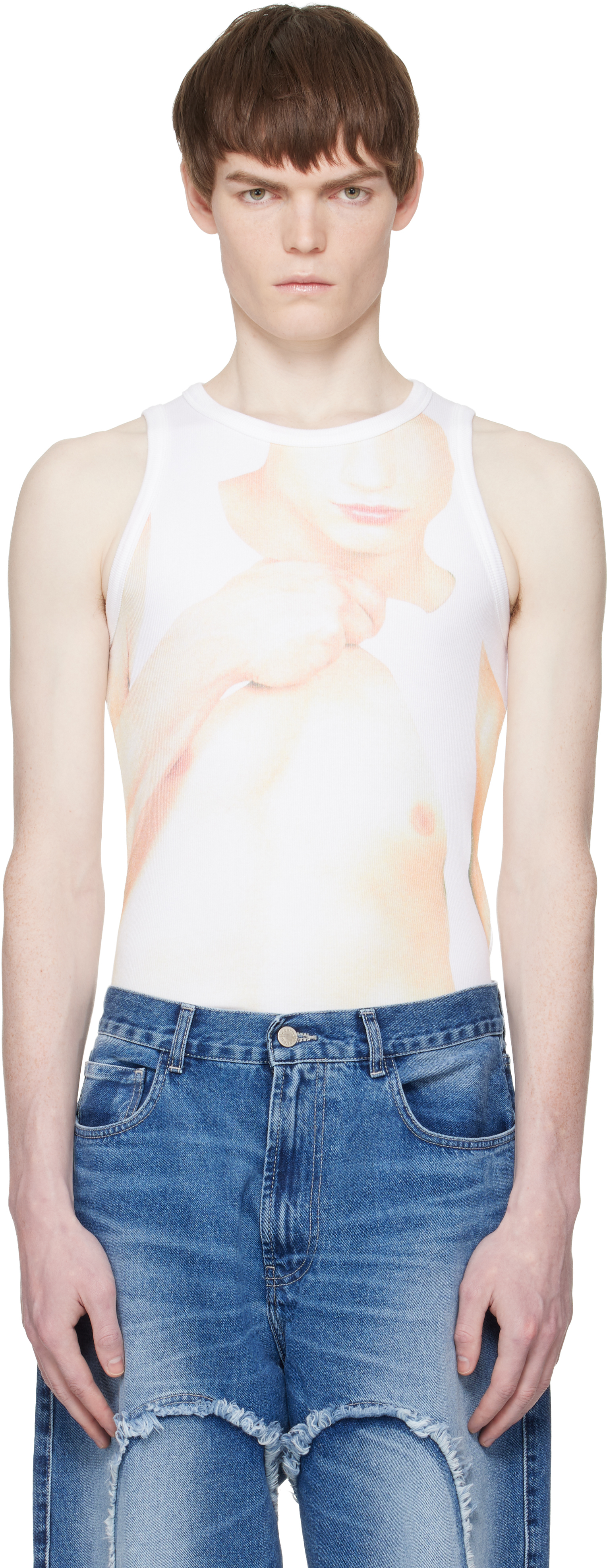 Carne Bollente タンクトップ White 'Tank Top, Power Bottom' Tank Top by Carne Bollente on Sale