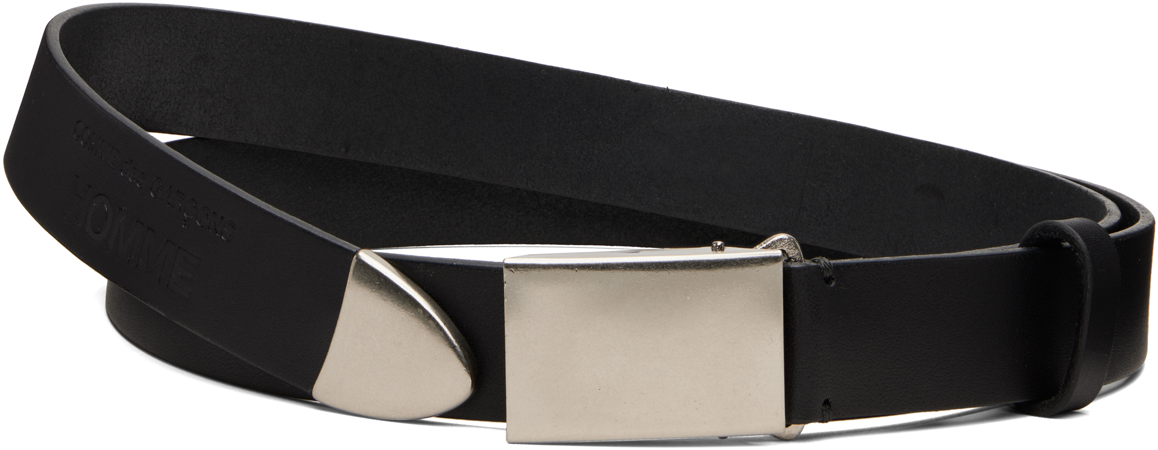 [26S/S新作]COMME des GARÇONS HOMME ブラックベルト Comme des Garçons Homme: Black Steer Oil Smooth 30 MM Belt | SSENSE