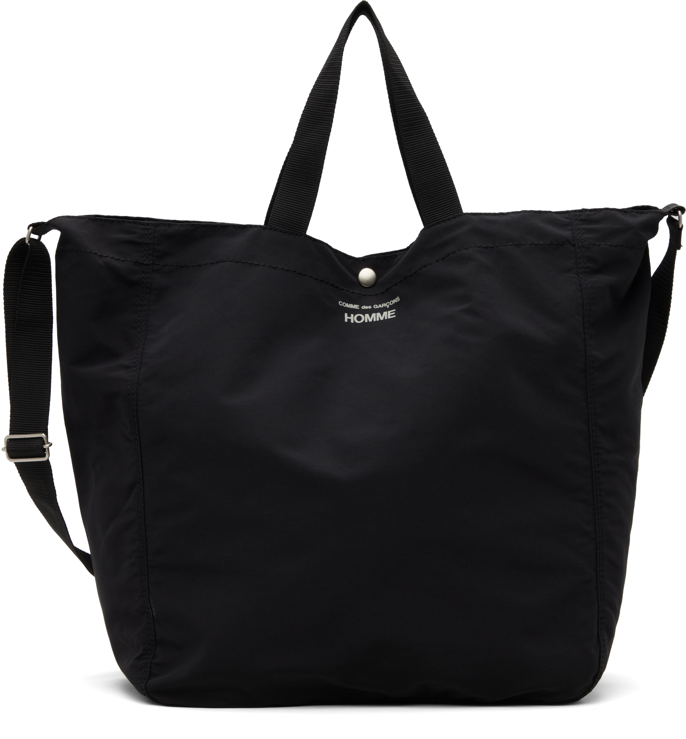 Black Cotton Nylon Grosgrain Tote