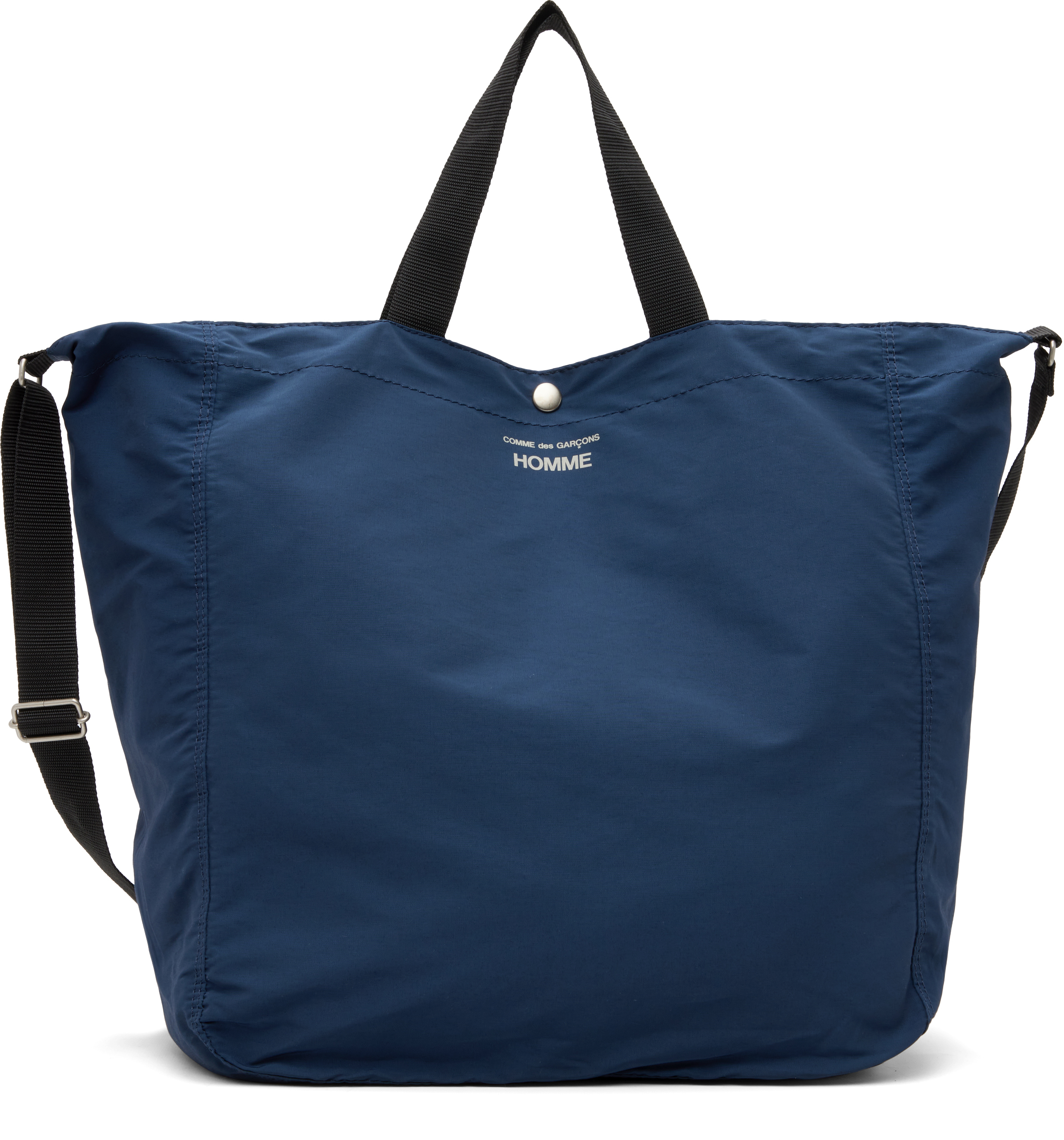 Navy Cotton Nylon Grosgrain Tote