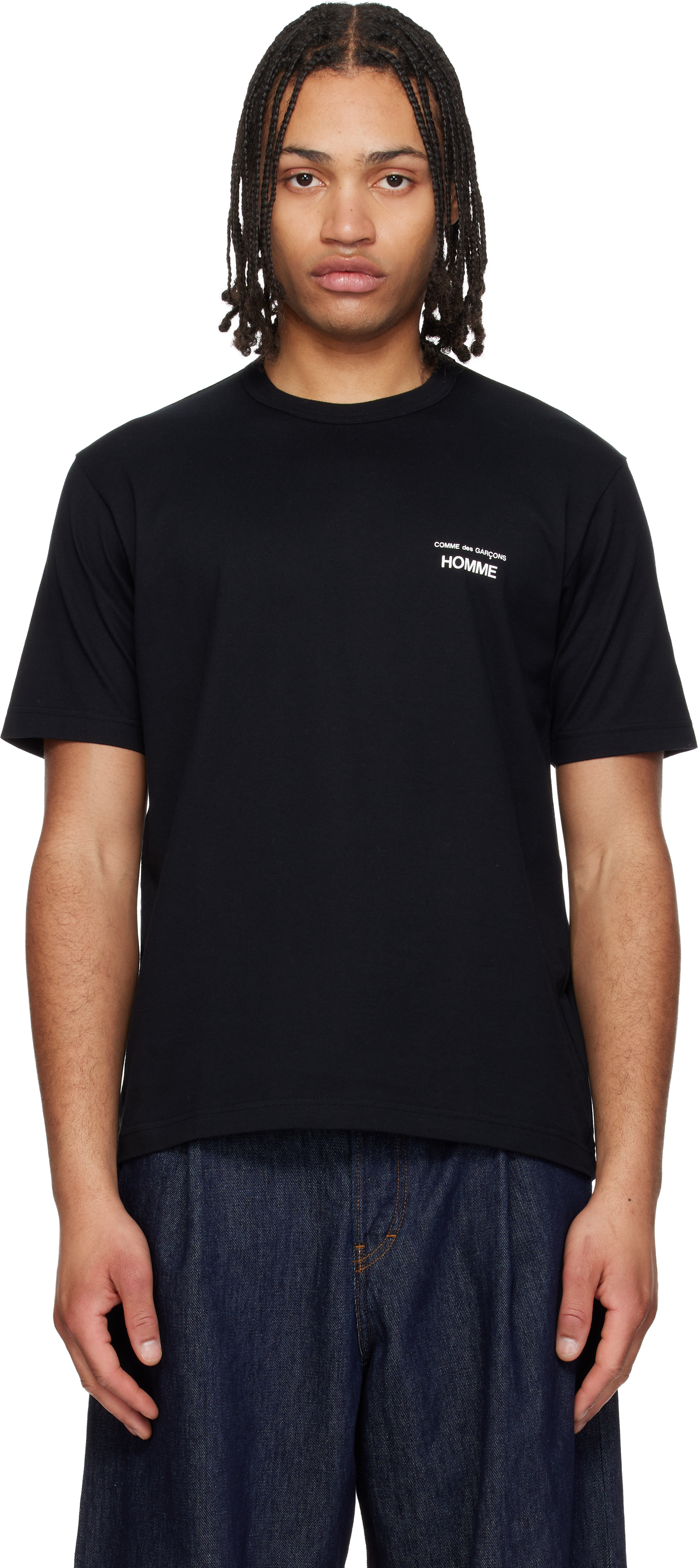 Comme des Garçons Homme: ブラック ロゴ Tシャツ | SSENSE 日本