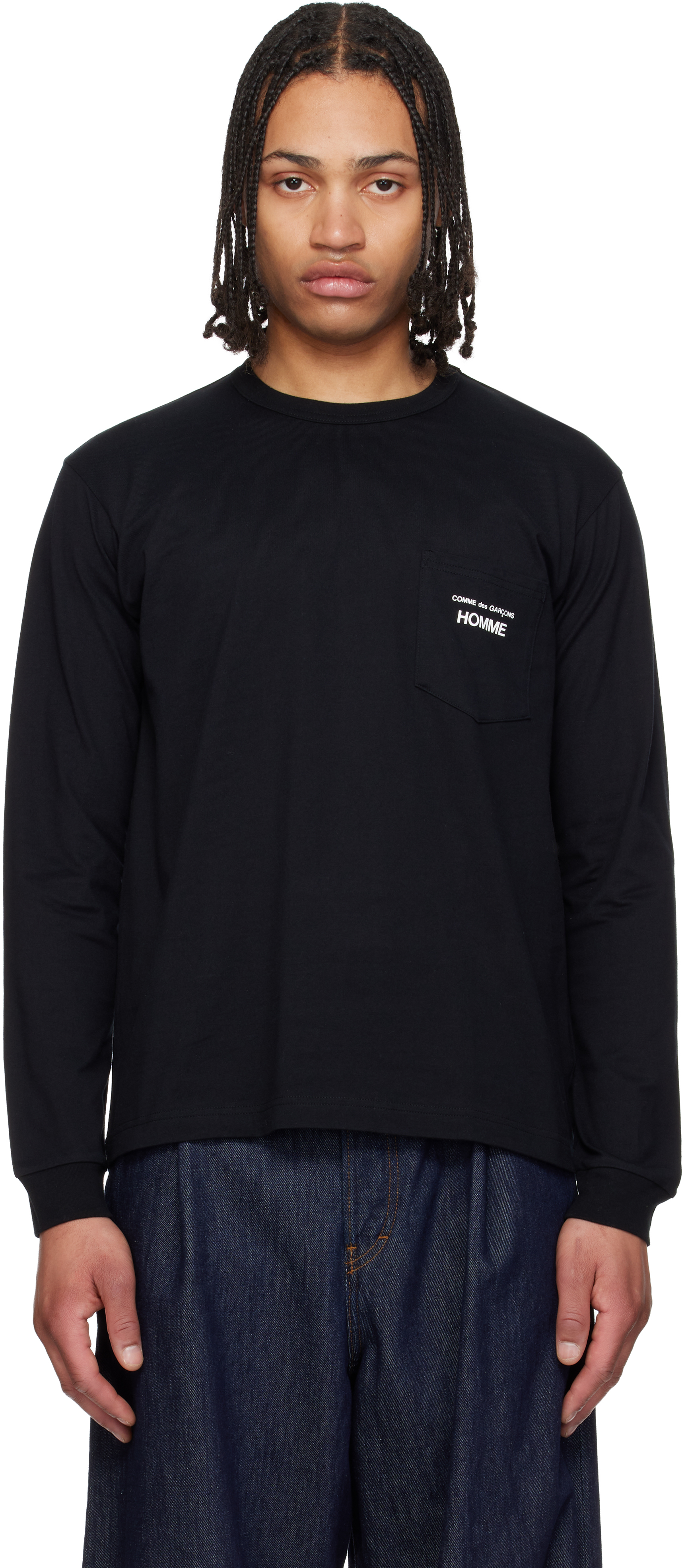 Comme des Garçons Homme: ブラック ポケット 長袖 Tシャツ | SSENSE 日本