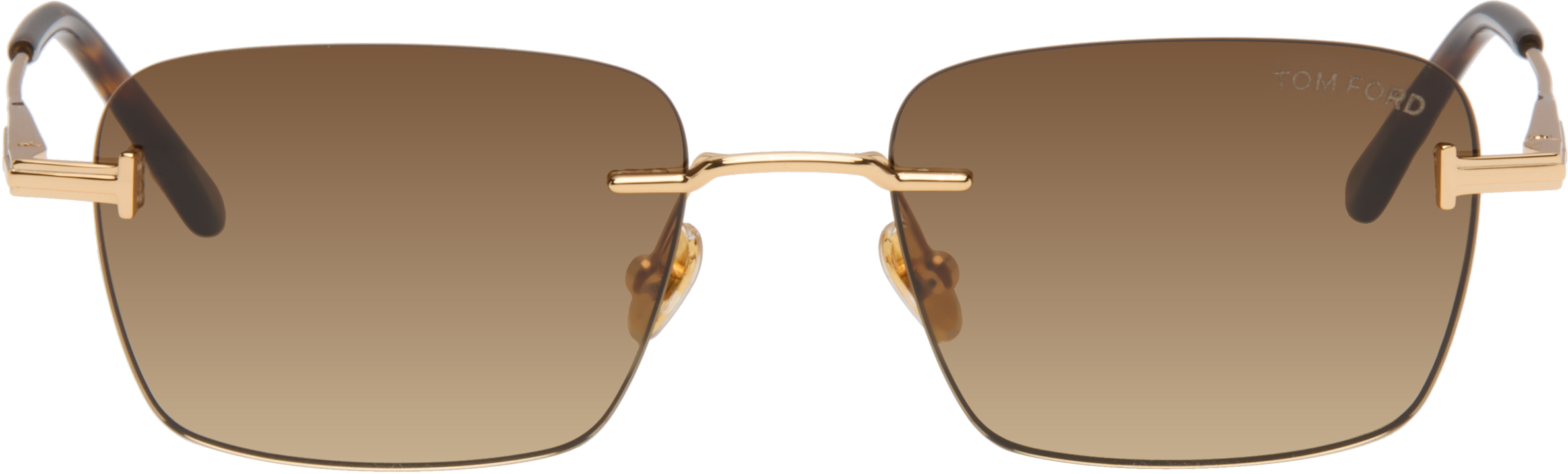Tom Ford Semi-Rimless Style Brown Gradient Lens. Tom Ford Ingrid-2 FT0652 Womens Cateye Sunglasses Rose Gold  main image 2