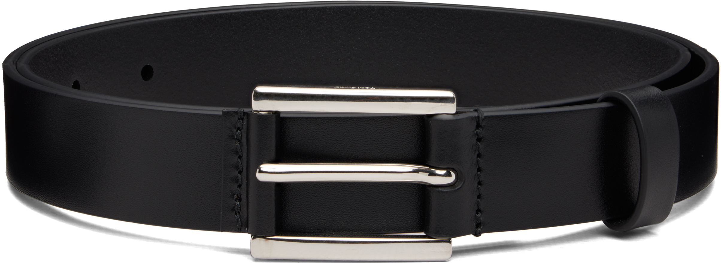 と*の様 TOM FORD 黒レザー ベルト TOM FORD: ブラック Vacchetta レザー ディテール バックルベルト