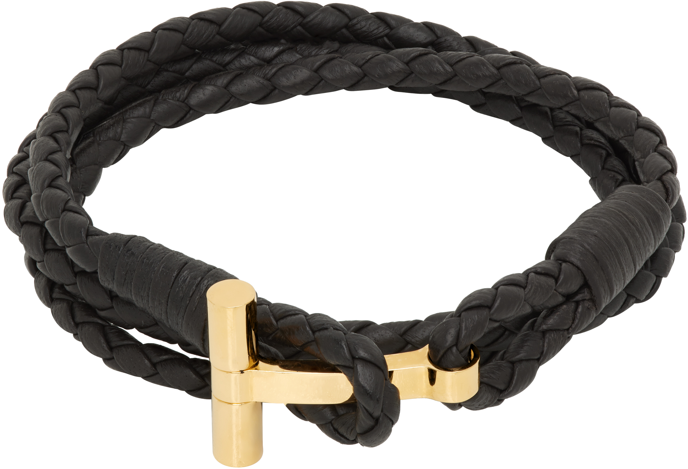 TOM FORD: Braided Leather T ブレスレット | SSENSE 日本