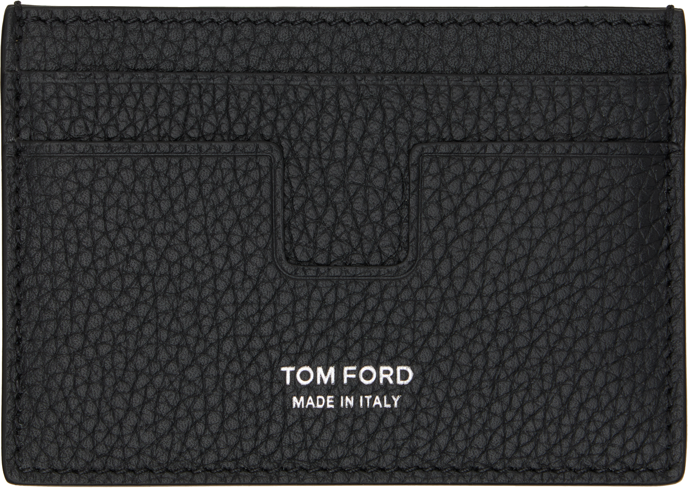 TOM FORD: ブラック Soft Grain 'T Line' マネークリップ カードケース