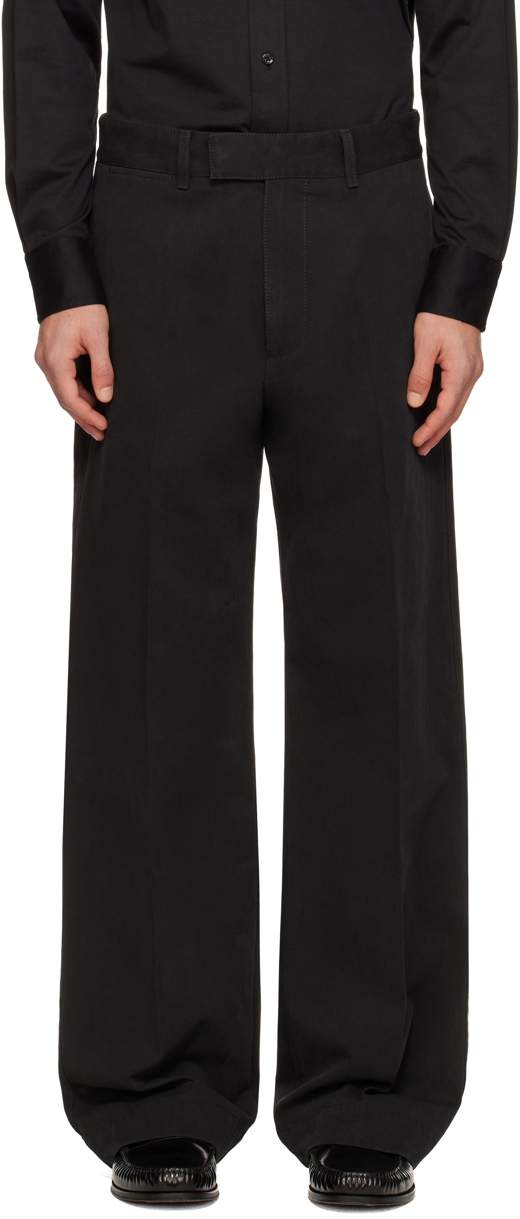 TOM FORD: ブラック コットンドリル ワイドパンツ | SSENSE 日本