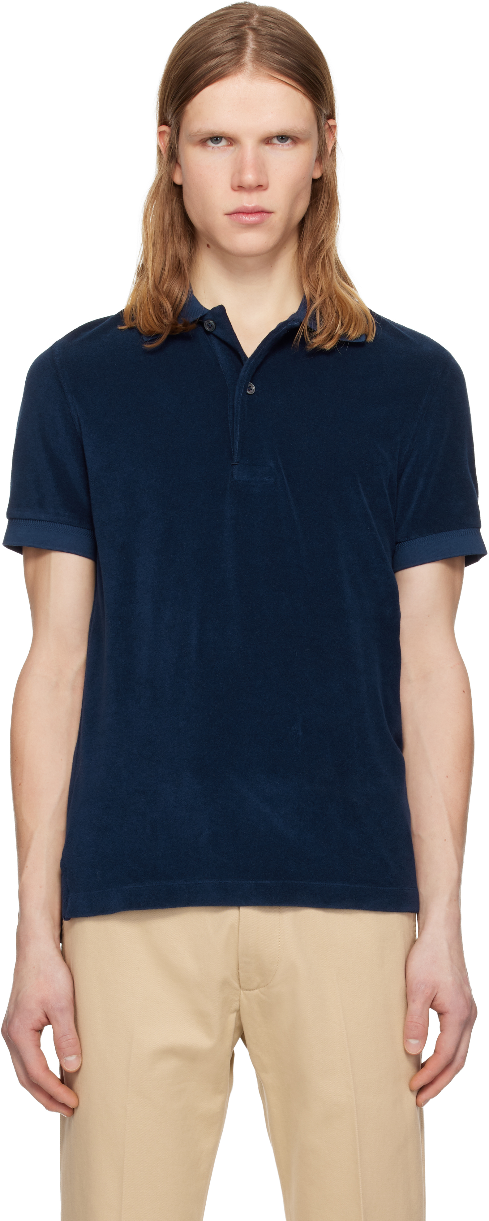 〈新品タグ付き〉TOM FORD デニム調 コットン ポロシャツ 柔らか素材 新品タグ付き〉TOM FORD デニム調 コットン ポロシャツ 柔らか素材