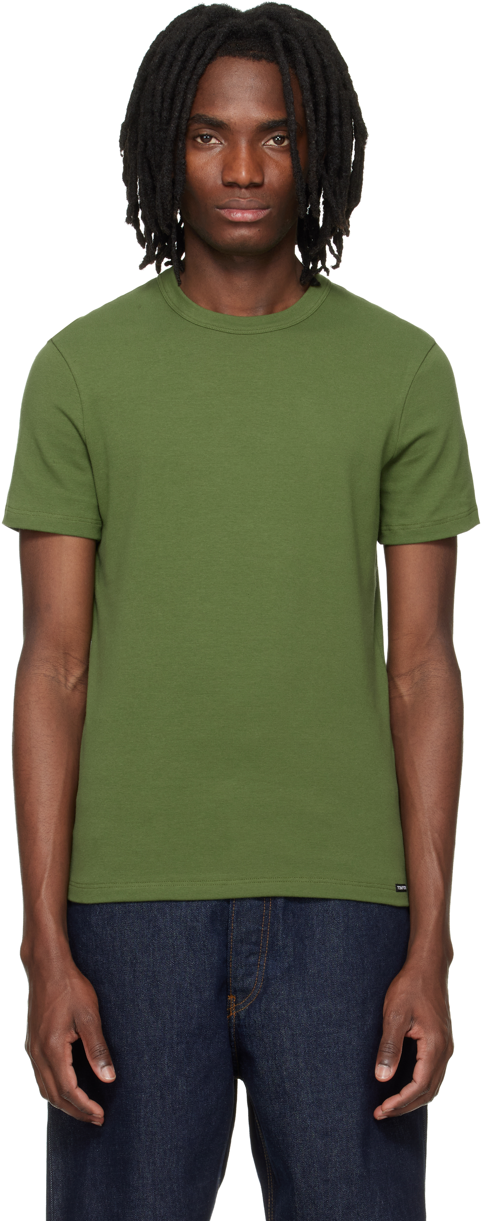 Tom Fordグリーン長袖シャツ tom-ford-green-cotton-crewneck