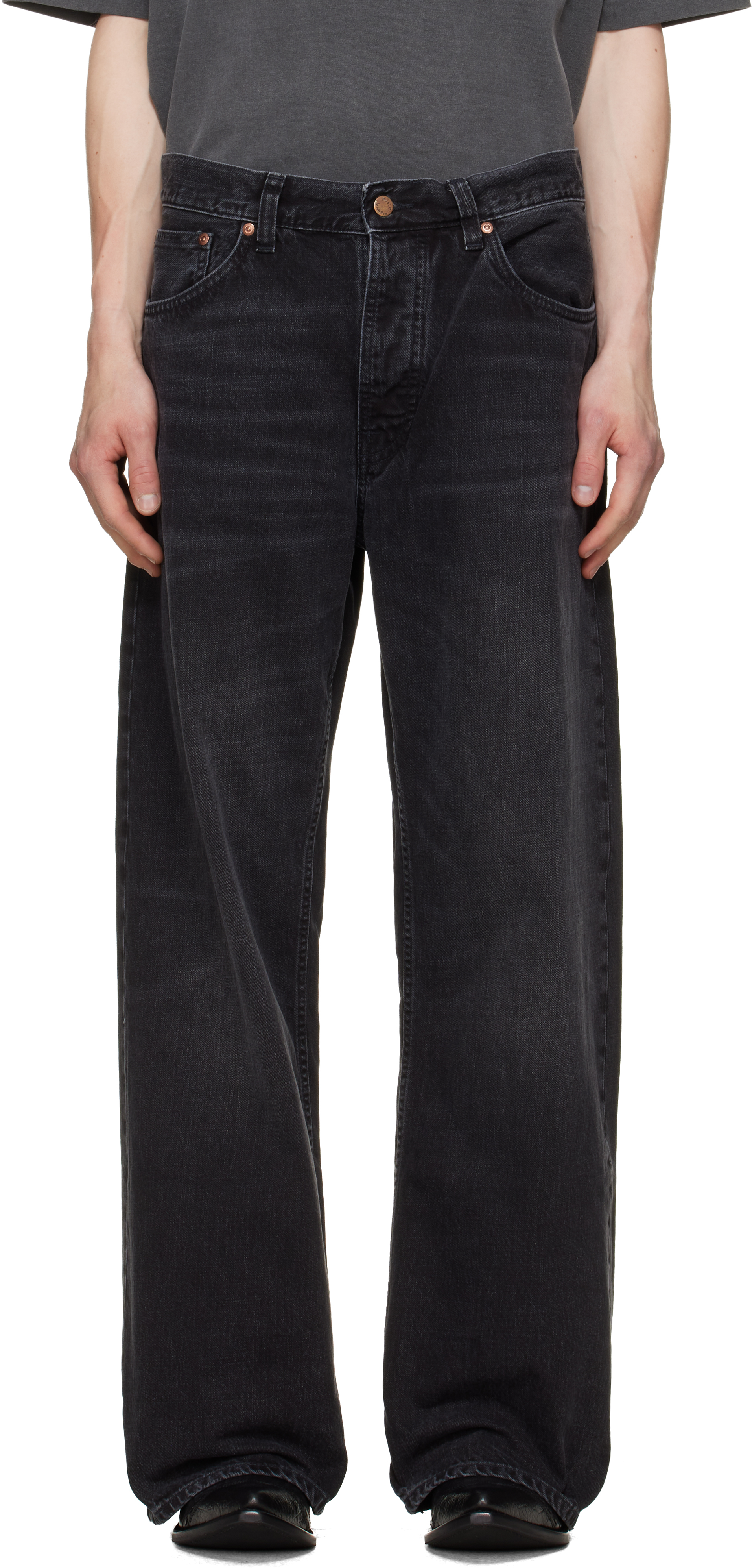 Nudie Jeans: ブラック Loud Larry ジーンズ | SSENSE 日本