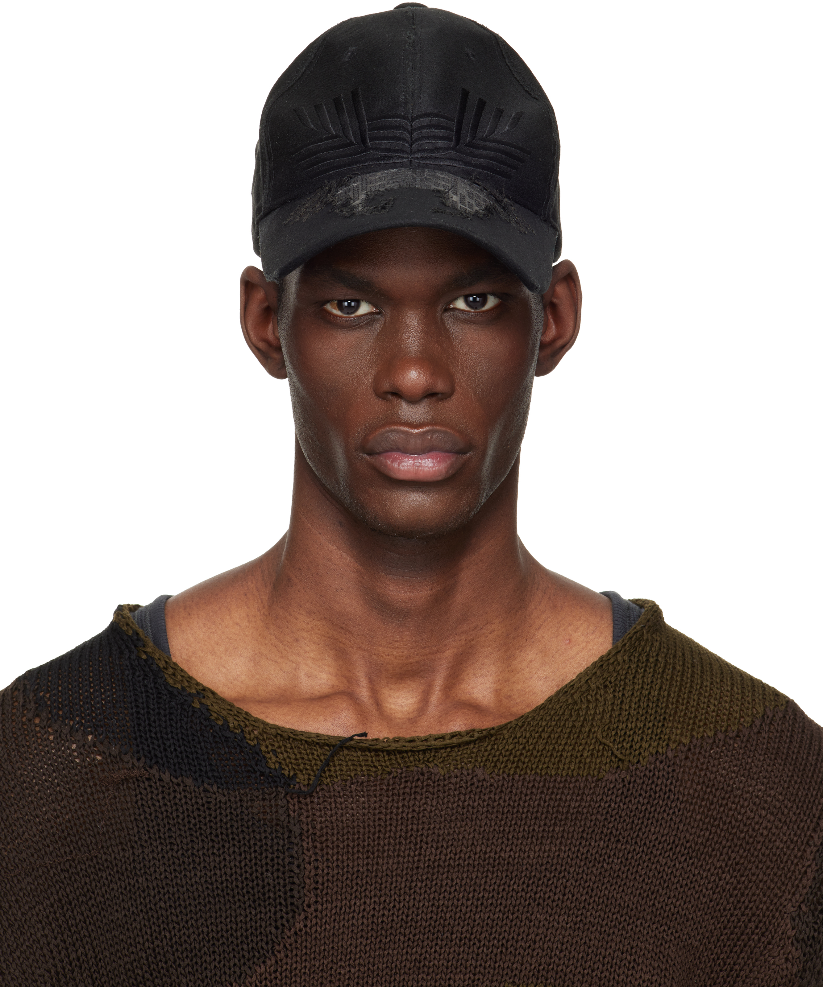 Fffpostalservice Black Laser Cut Damaged Cap