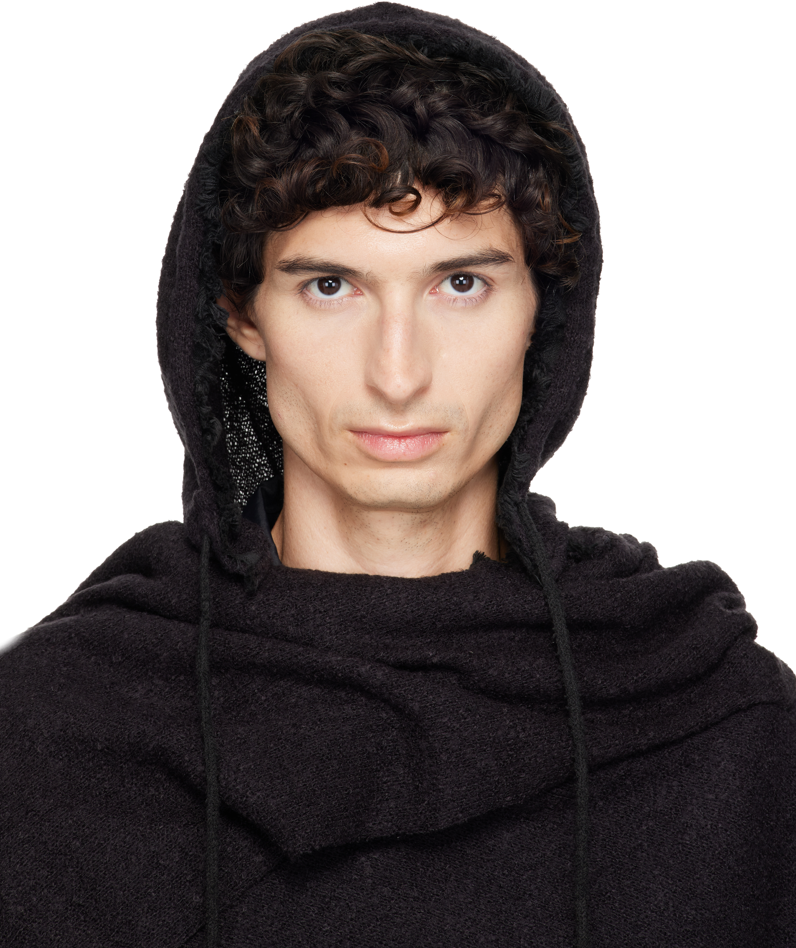 FFFPOSTALSERVICE HOODED SCARF フーデッドスカーフ黒 FFFPOSTALSERVICE: SSENSE Exclusive Black Hooded Zip Scarf | SSENSE