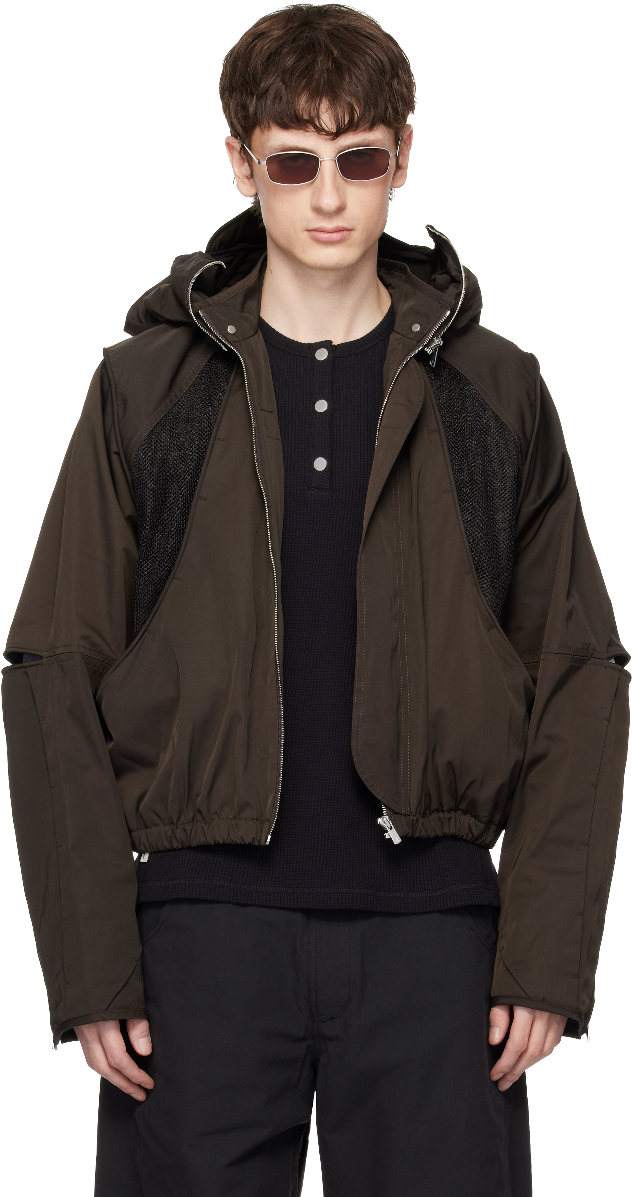 FFFPOSTALSERVICE: Brown Parachute Hooded Gen 2 Jacket | SSENSE