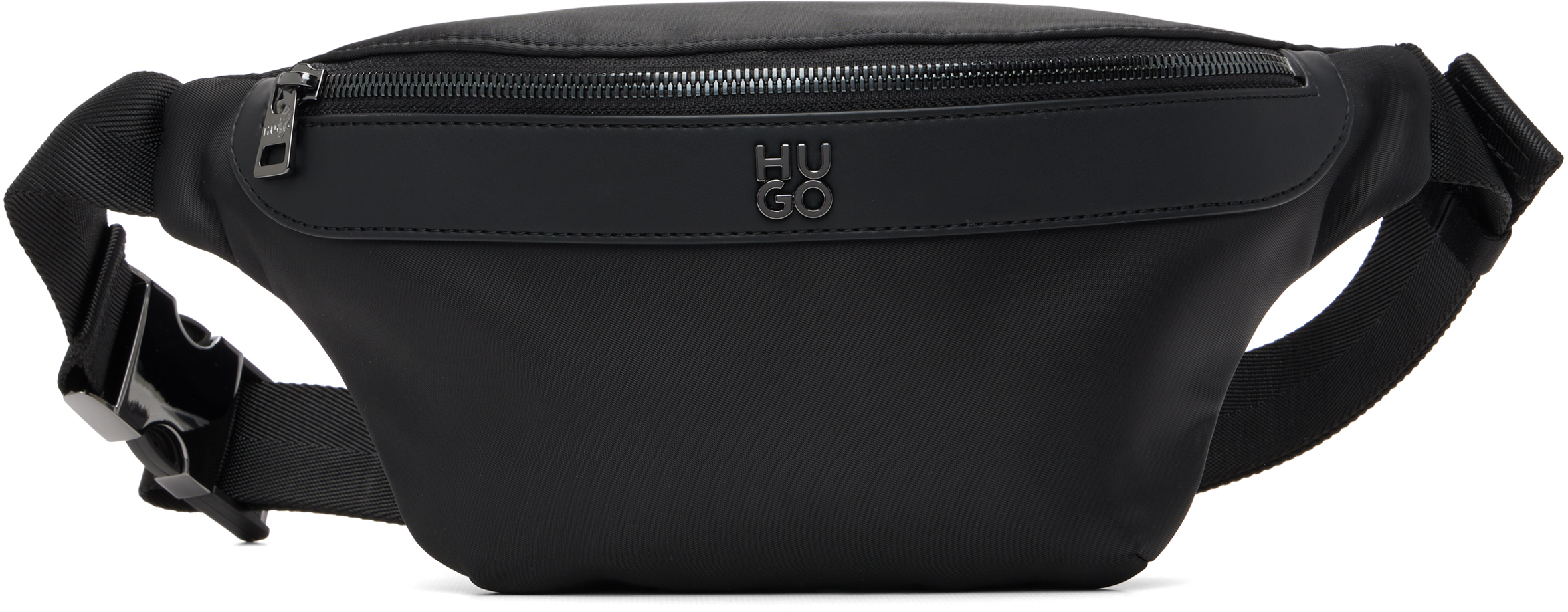 Black Stacked Logo Belt Bag