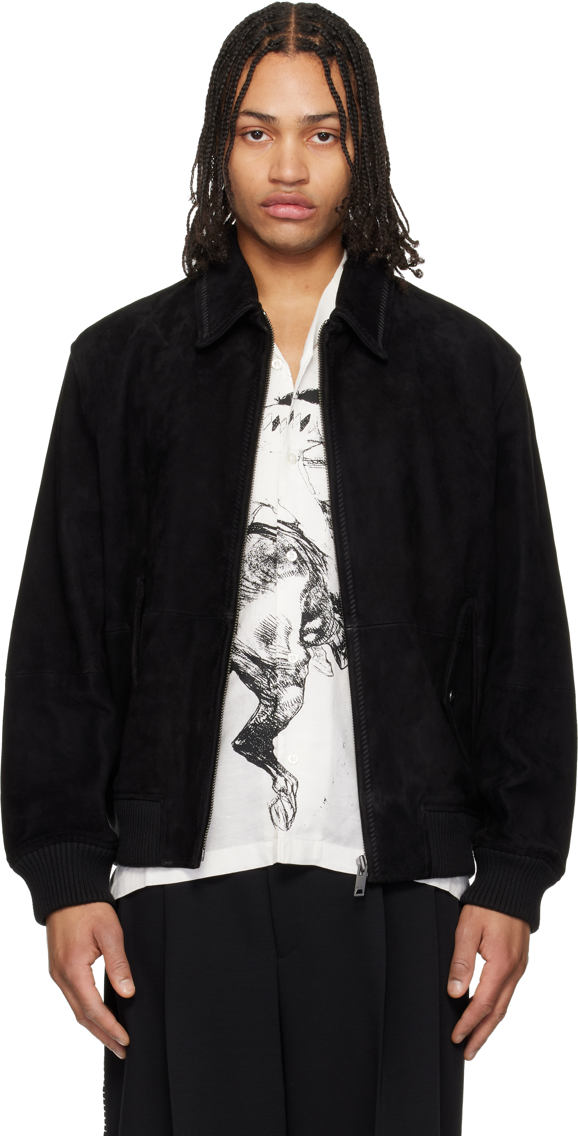 Hugo: Black Extra-Slim-Fit Soft Suede Jacket | SSENSE Canada
