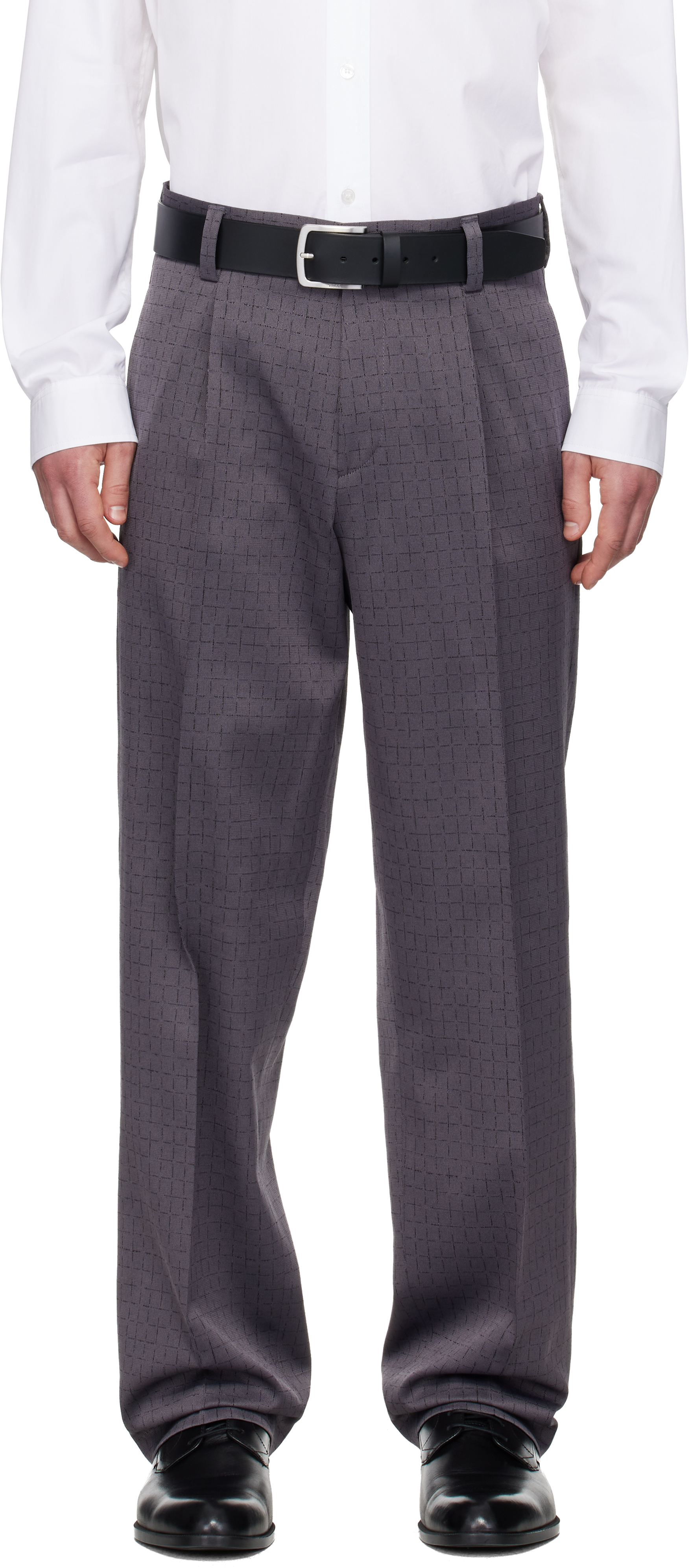 Hugo Gray Checked Modern-Fit Trousers