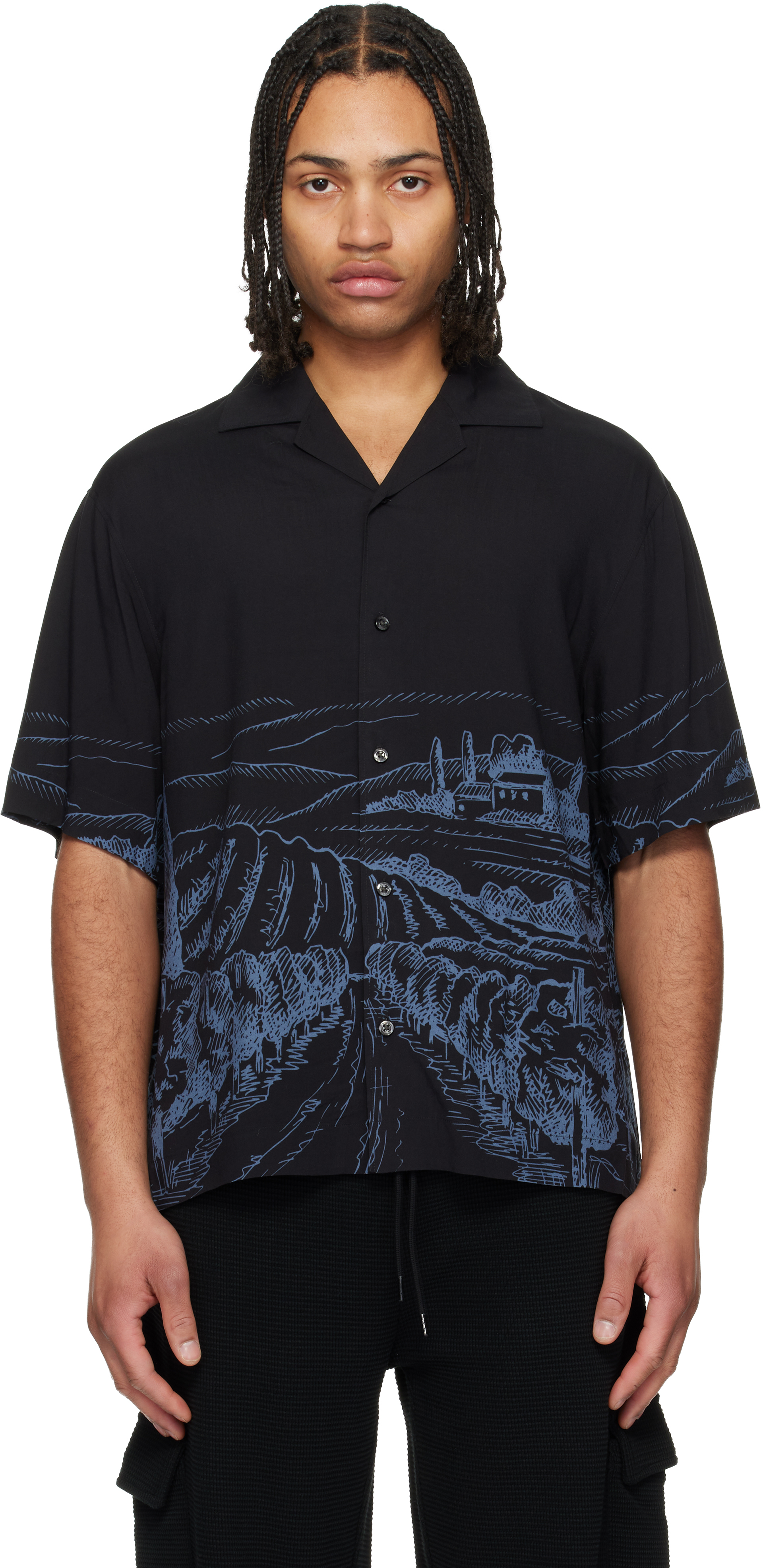 Hugo: Black Oversized-Fit Statement Print Shirt | SSENSE Canada