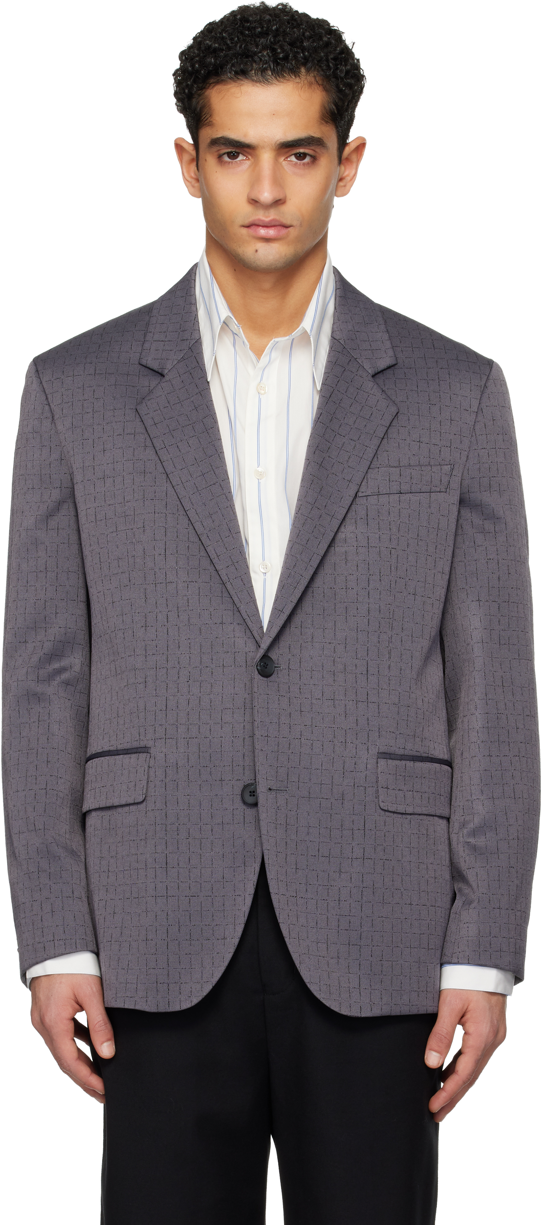 Hugo: グレー Checked Modern-Fit テーラードジャケット | SSENSE 日本