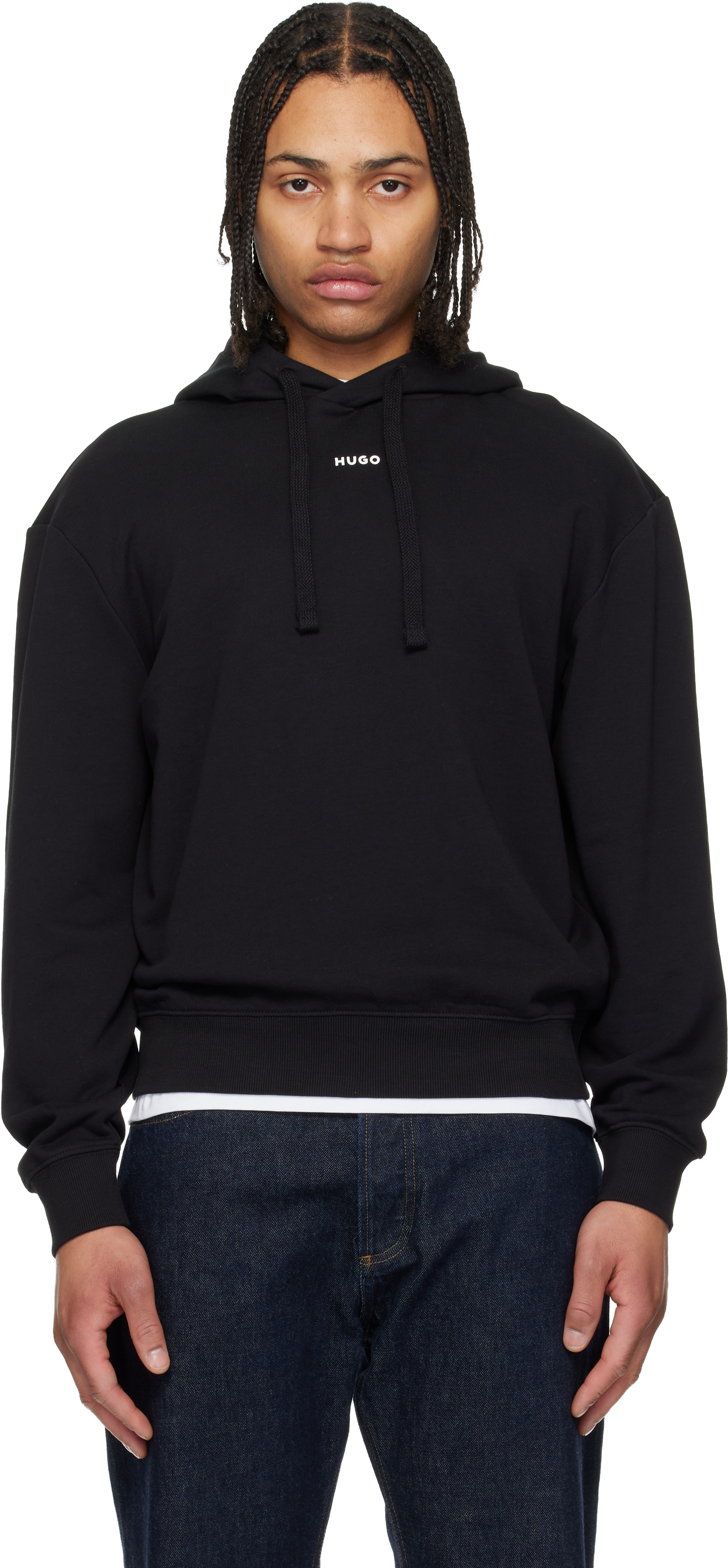 HUGO BOSS ニット セーター プルオーバー パーカー フーディー 紺 M BOSS（HUGO BOSS） セーター ニット コットン ミックスストラクチャー