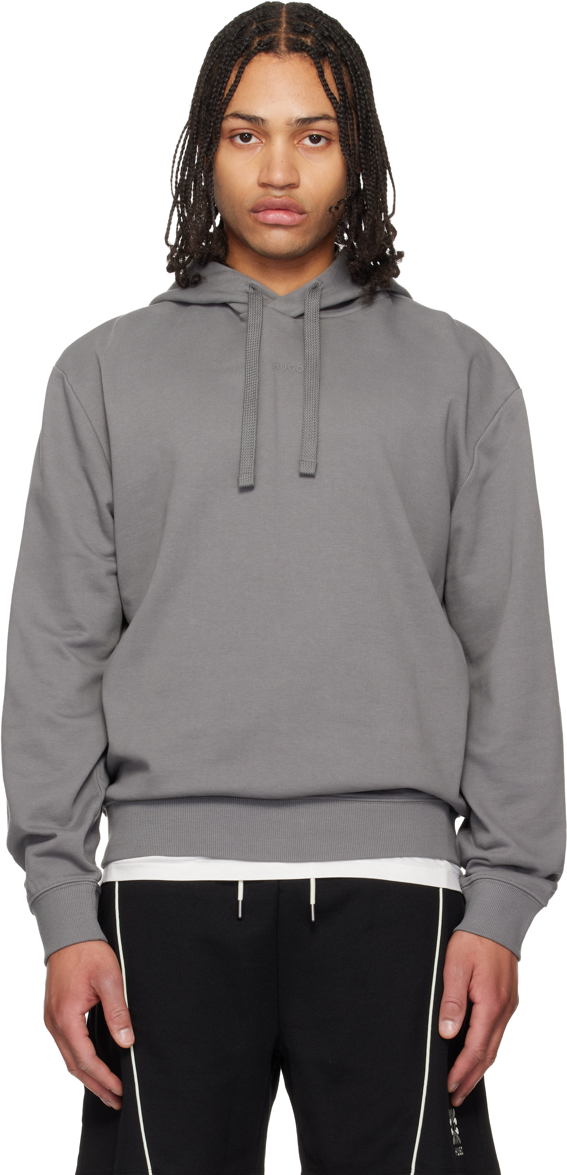 HUGO BOSS ニット セーター プルオーバー パーカー フーディー 紺 M BOSS（HUGO BOSS） セーター ニット コットン ミックスストラクチャー