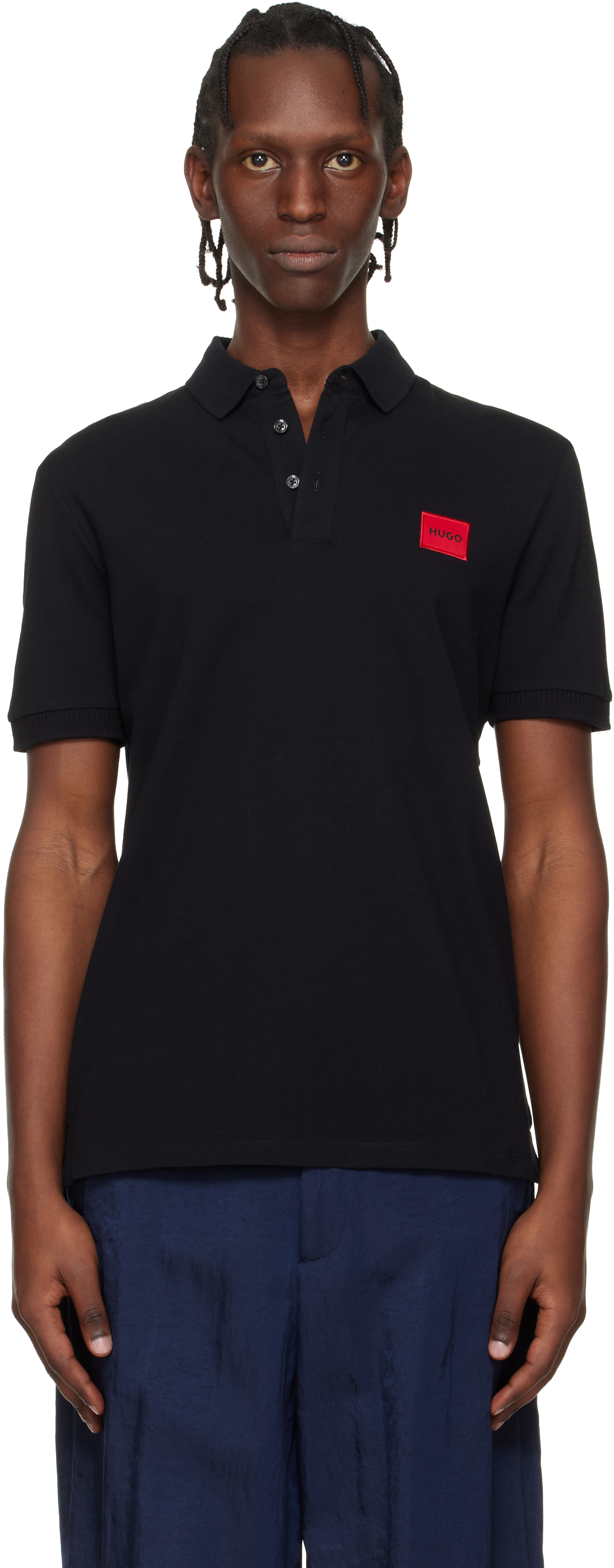 Hugoのブラック Red Logo Label スリムフィット ポロシャツがセール中
