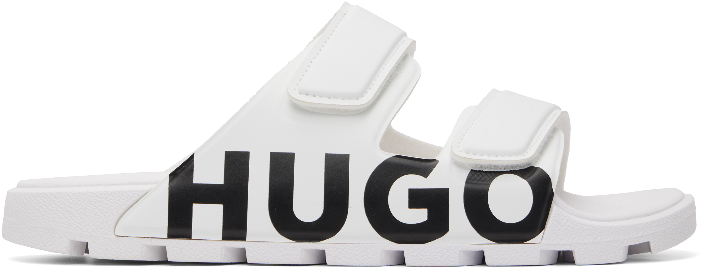 White Double Touch-Closure Straps Logo Sandals by Hugo on Sale display picture 3