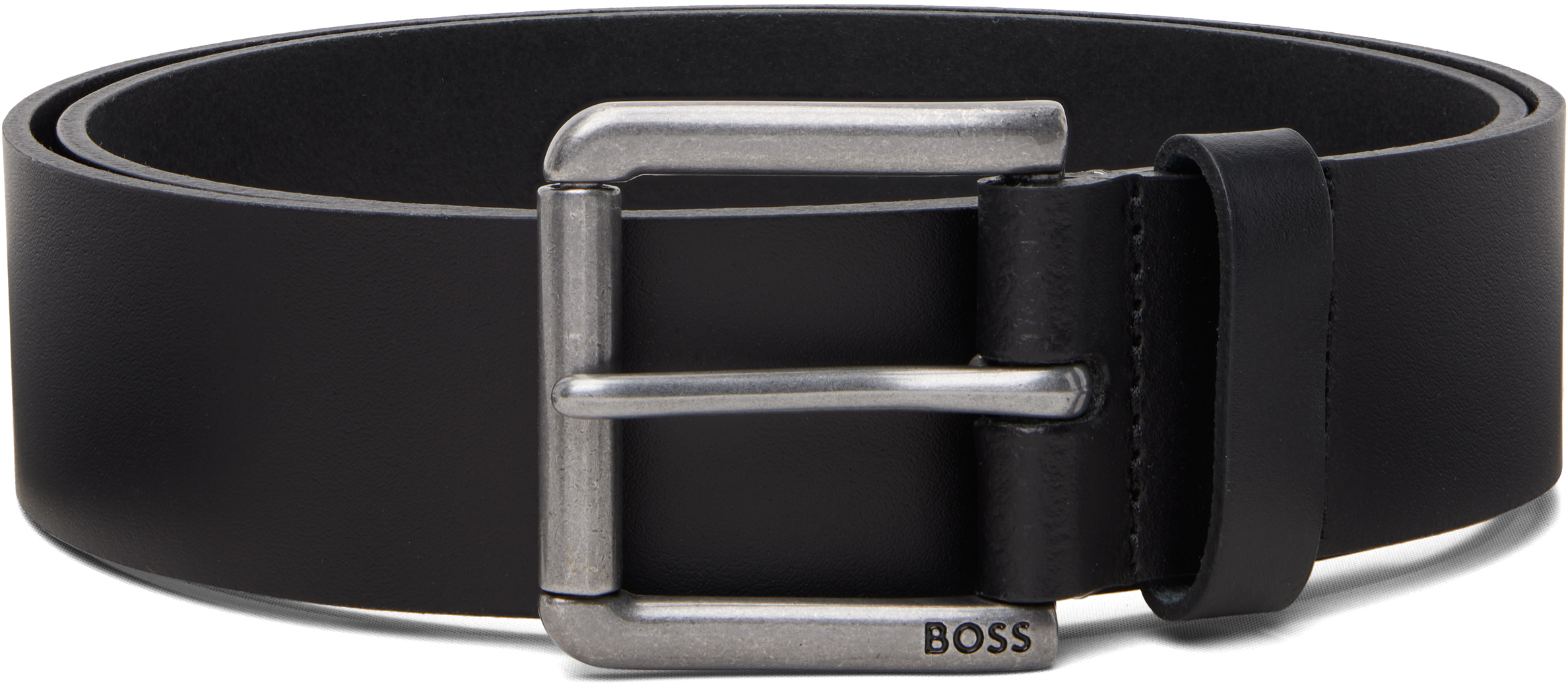 BOSS: ブラック ローラーバックル レザーベルト | SSENSE 日本