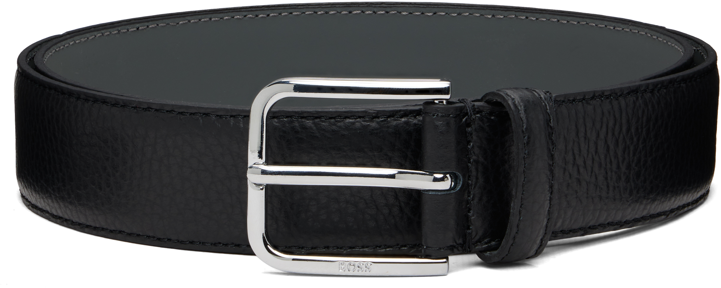 Black Italian Leather Pin-Buckle Belt