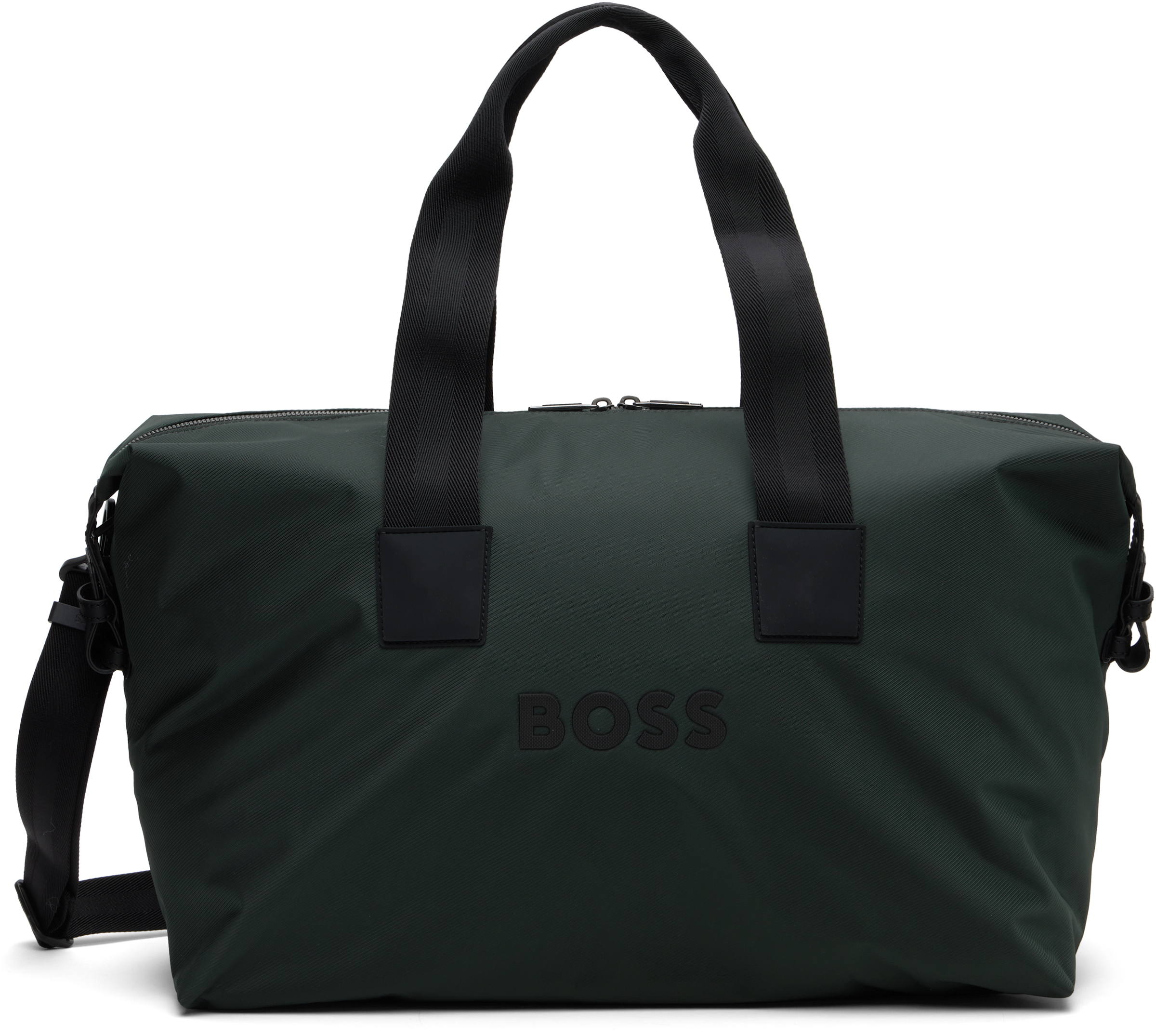 BOSS: グリーン ボンディングロゴ ダッフルバッグ | SSENSE 日本