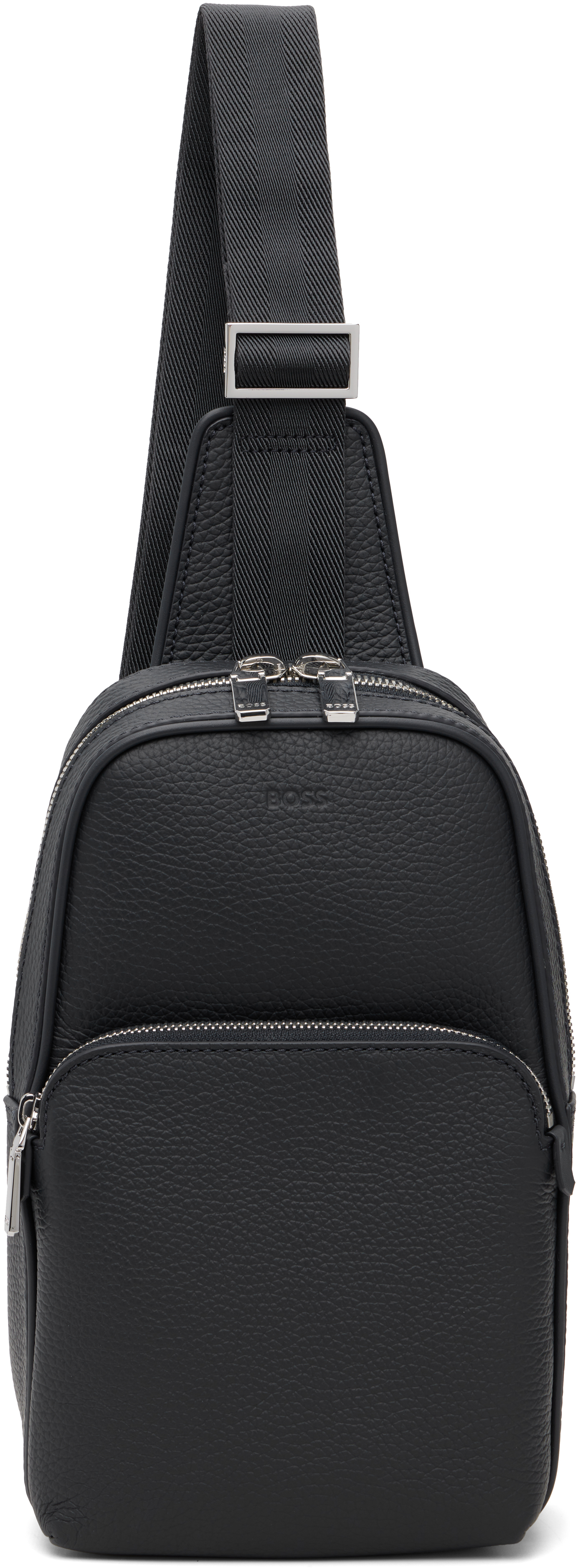 BOSSさま専用 Navy Leather Logo-Embossed Sling Bag by BOSS on Sale