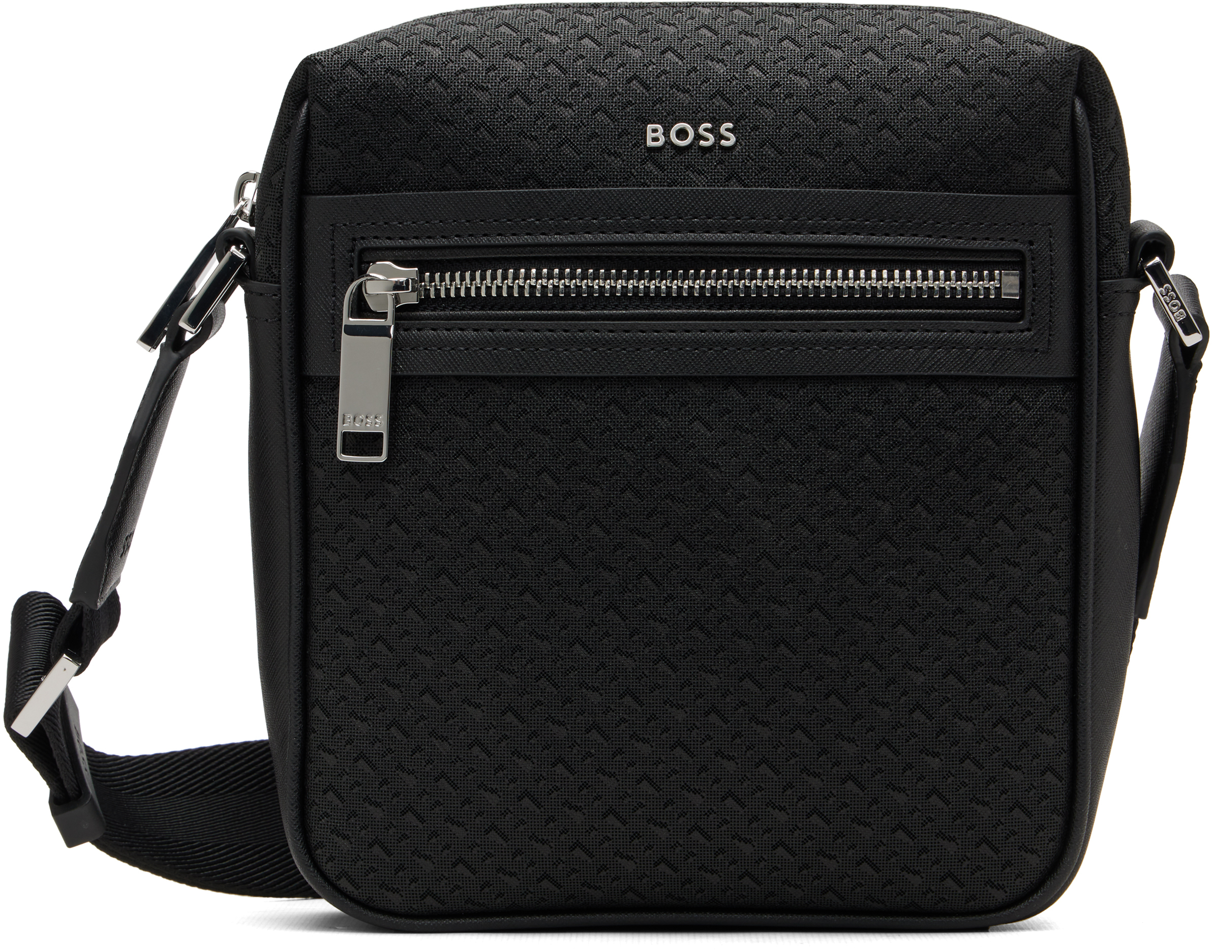 Black Regenerated Leather Pouch by BOSS on Sale