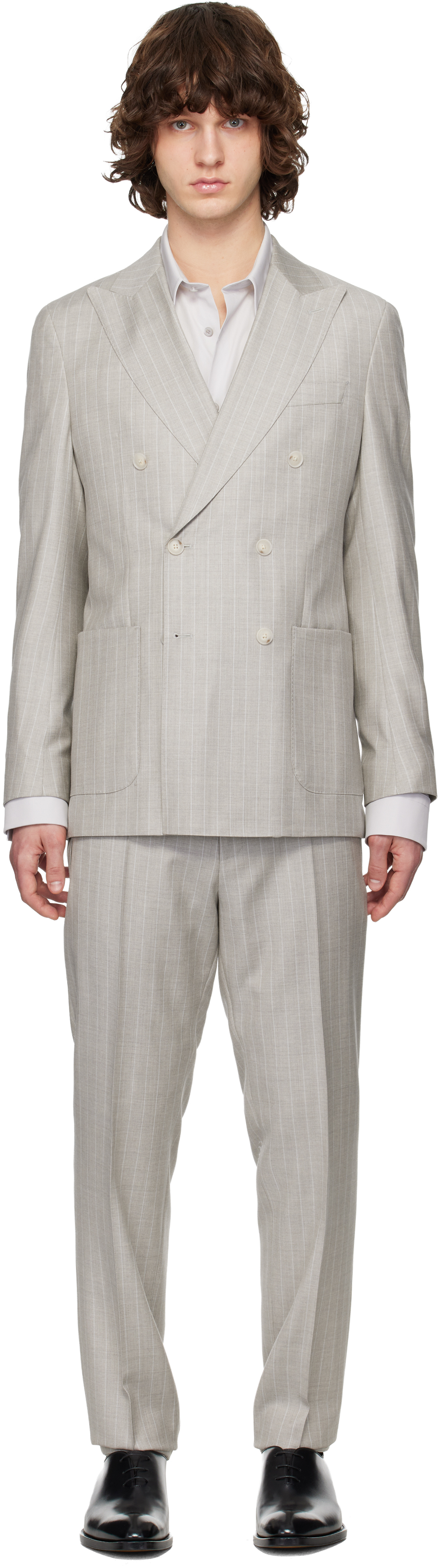 BOSS Gray Pinstripe Suit