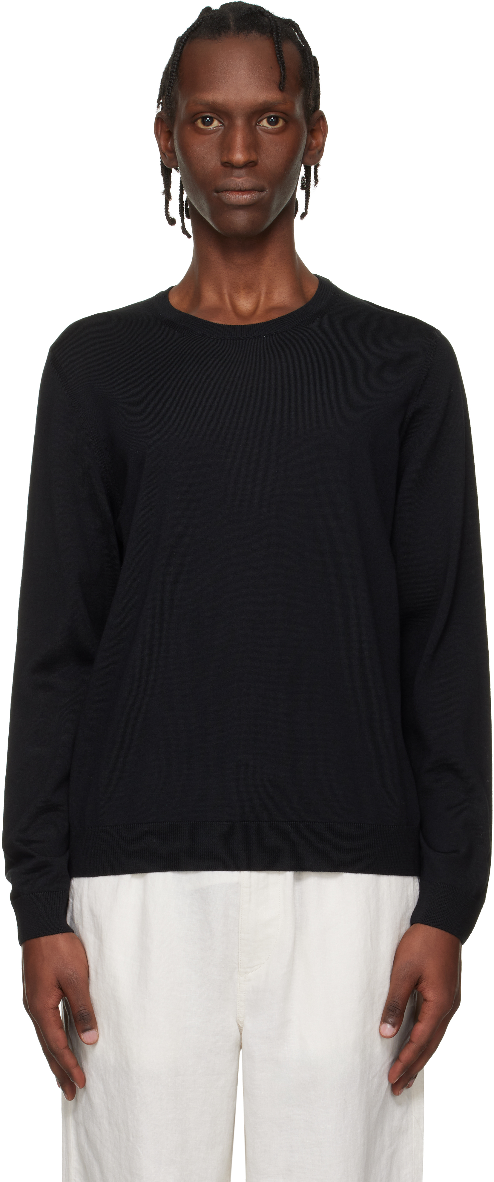 BOSS: ブラック スリムフィット メリノウール セーター | SSENSE 日本