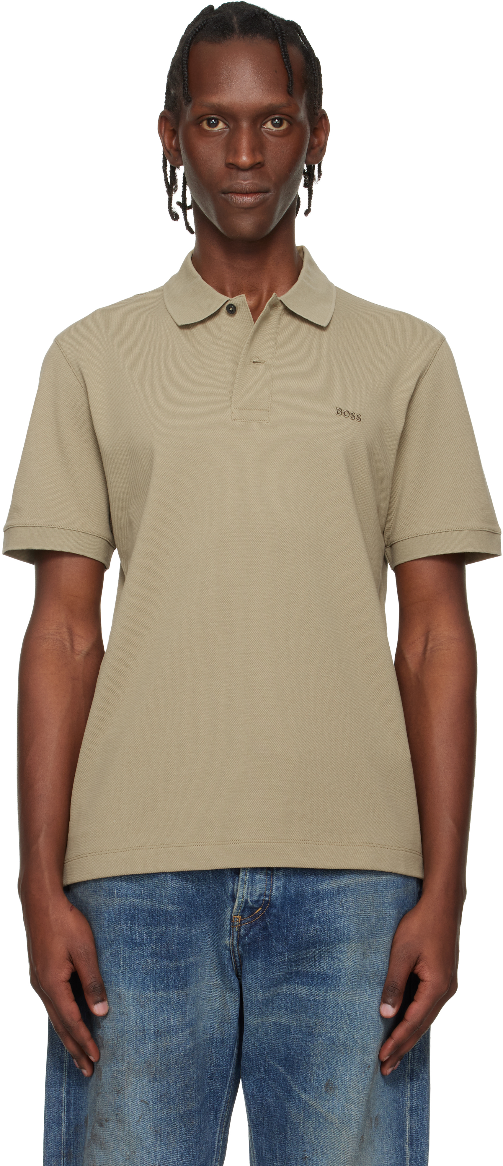 ベージュ ポロシャツ フランスの鷲ロゴ PENNEYS（ペニーズ） ポロシャツ 別注 THE FOX ロゴ ワンポイント