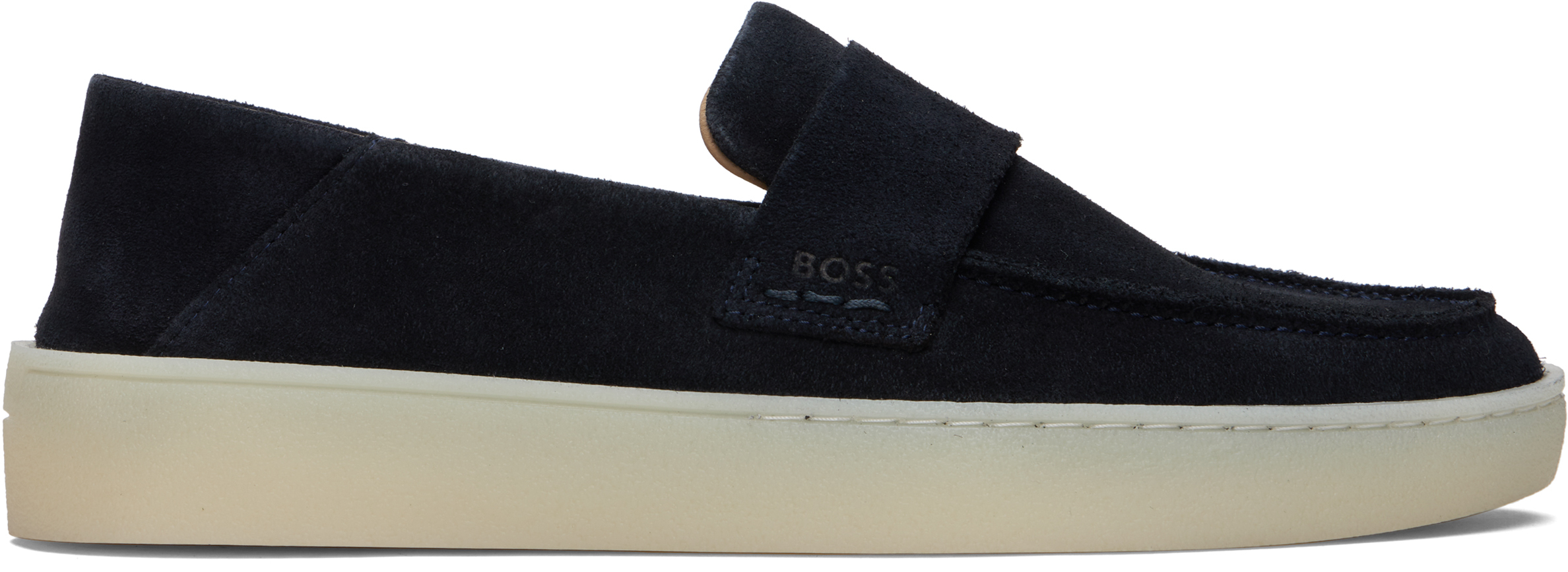 Navy Suede Loafers by BOSS on Sale