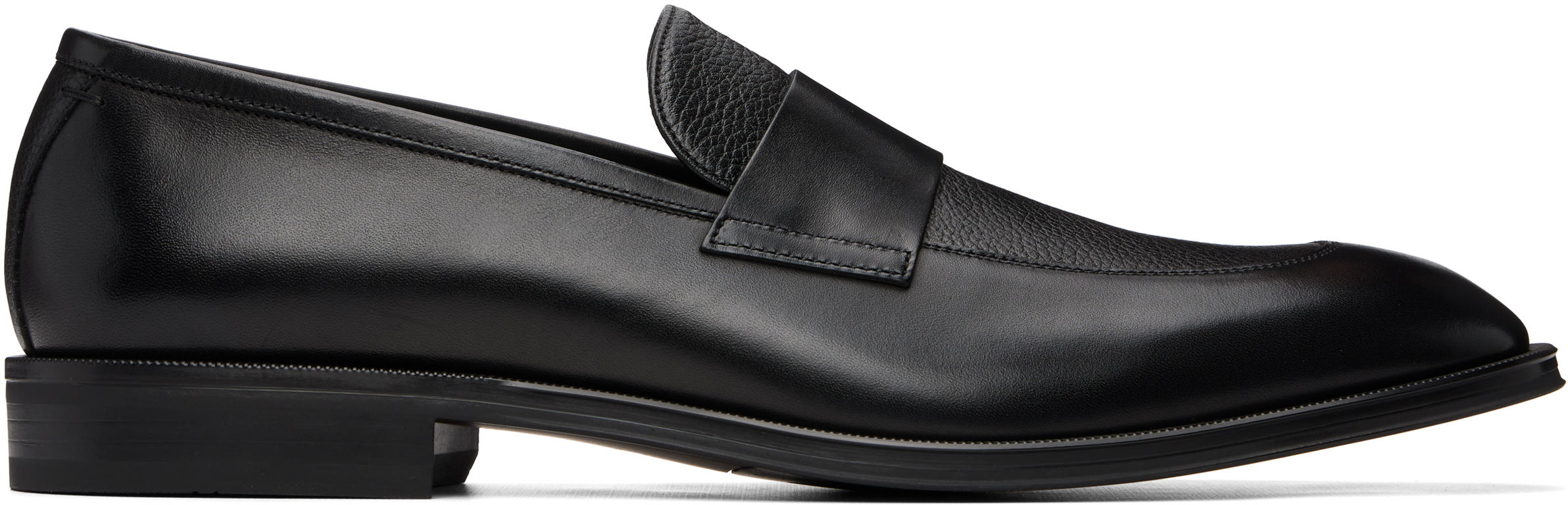 Men’s Boss Black Pebble-Grain Leather Penny Loafers, like new BOSS - Dressletic slip-on penny loafers in leather - Black main image 2