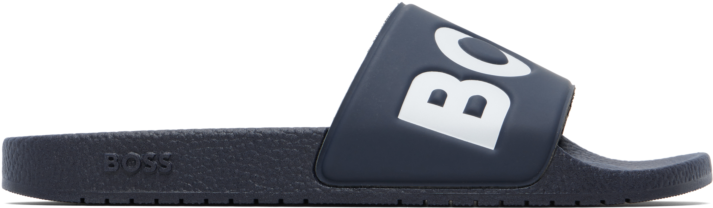 BOSS Italian Slides Logo Strap Contoured Sole Navy Blue Size 9 Mens Slides Shoes Boss Aryeh Slide In Dark Blue For Men | Hugo Boss Pool Slide  main image 3
