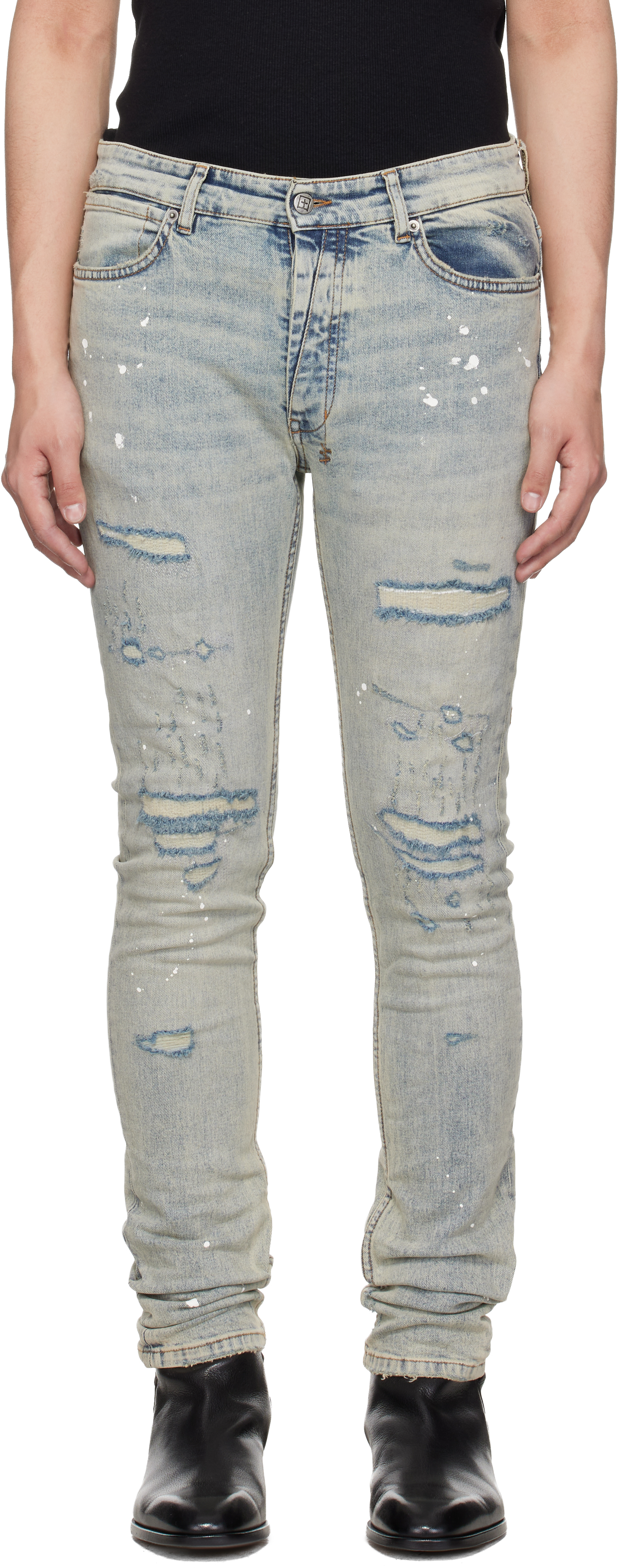Blue Van Winkle Paint Summer Jeans by Ksubi on Sale